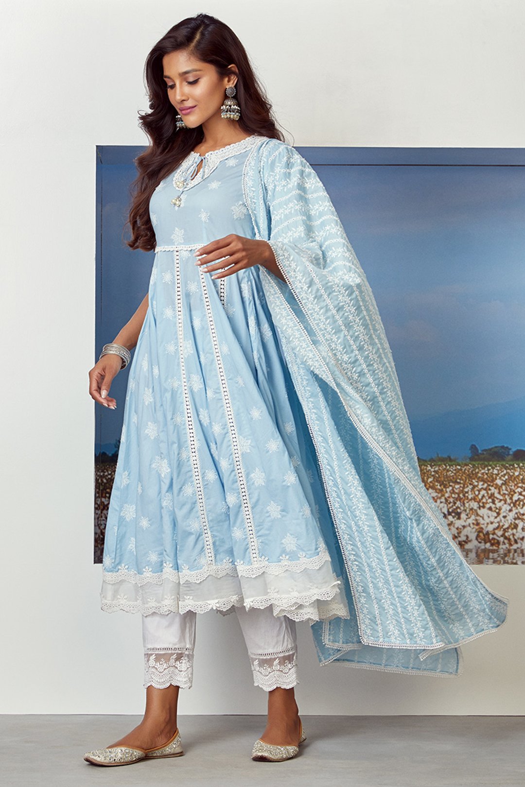 Star Gaze Supima Cotton Light Blue Kurta Set