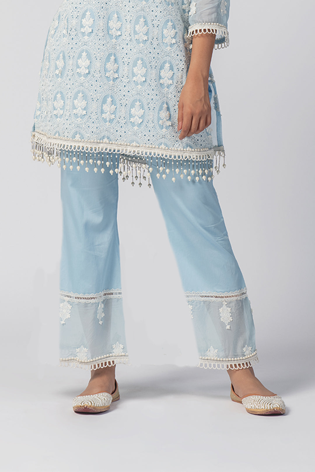 Savannah Tencel Luxe Organza Blue Kurta Set