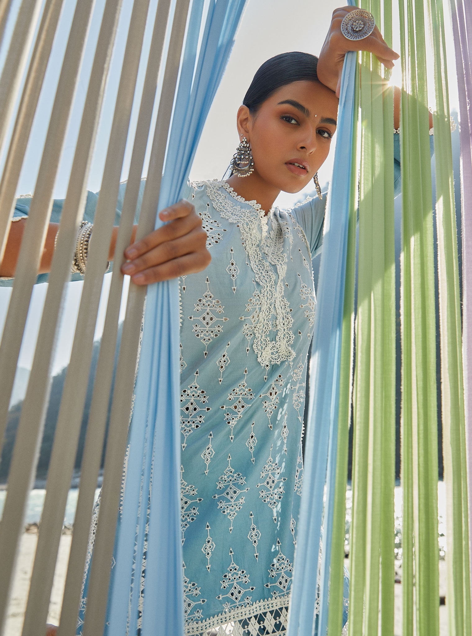 Suria Supima Cotton Blue Kurta Set