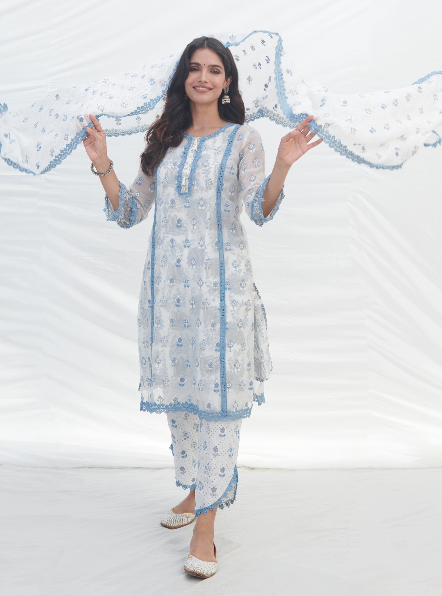 Terra Organza Blue Kurta Set