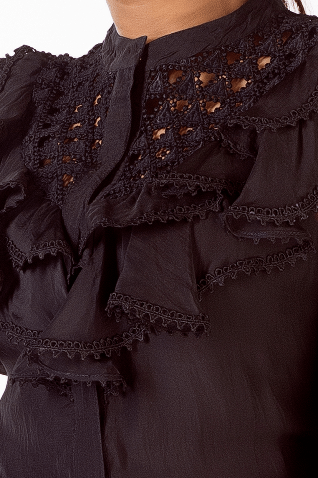 Thea Organza Black Shirt Set