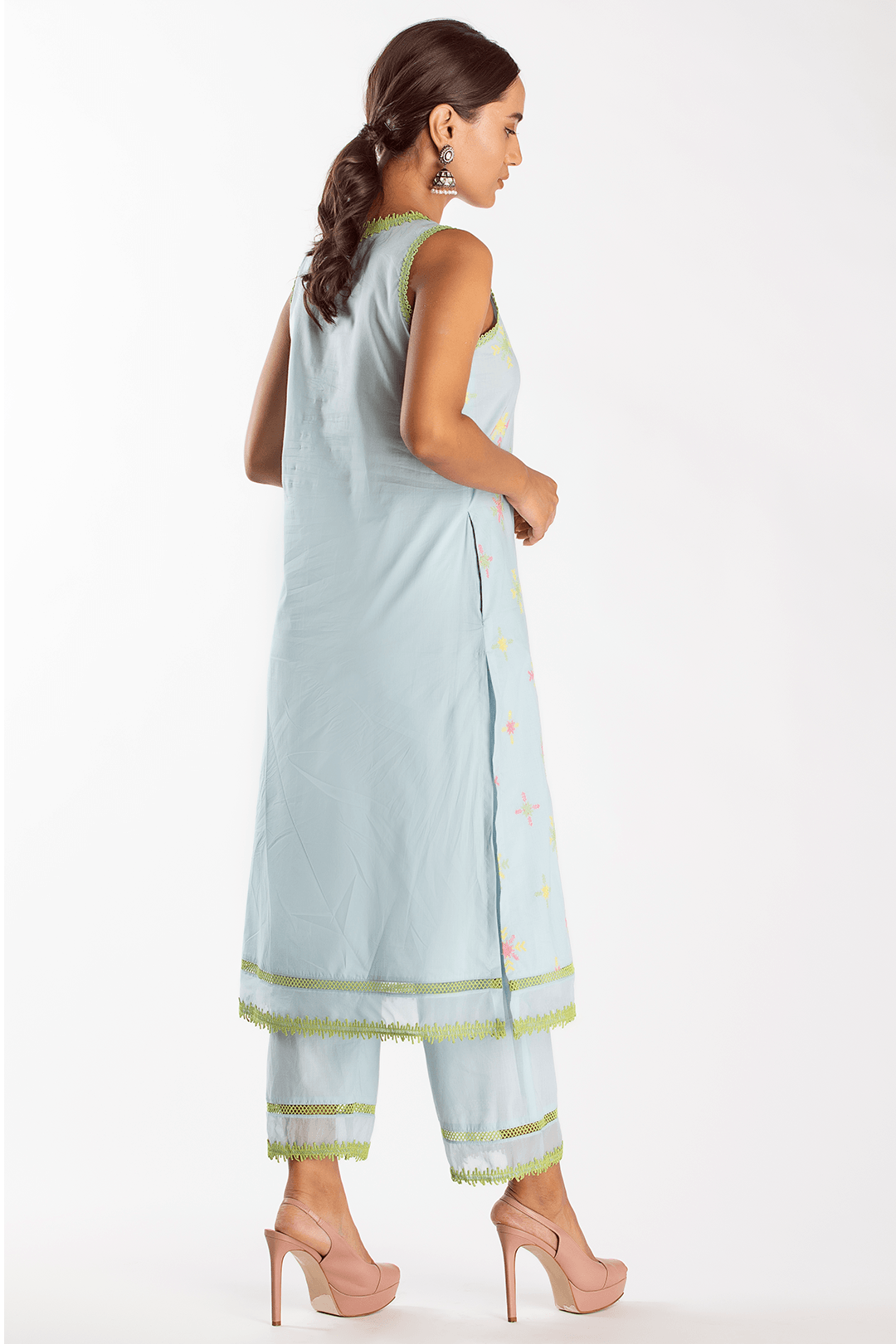 Tryst Supima Cotton Blue Kurta Set