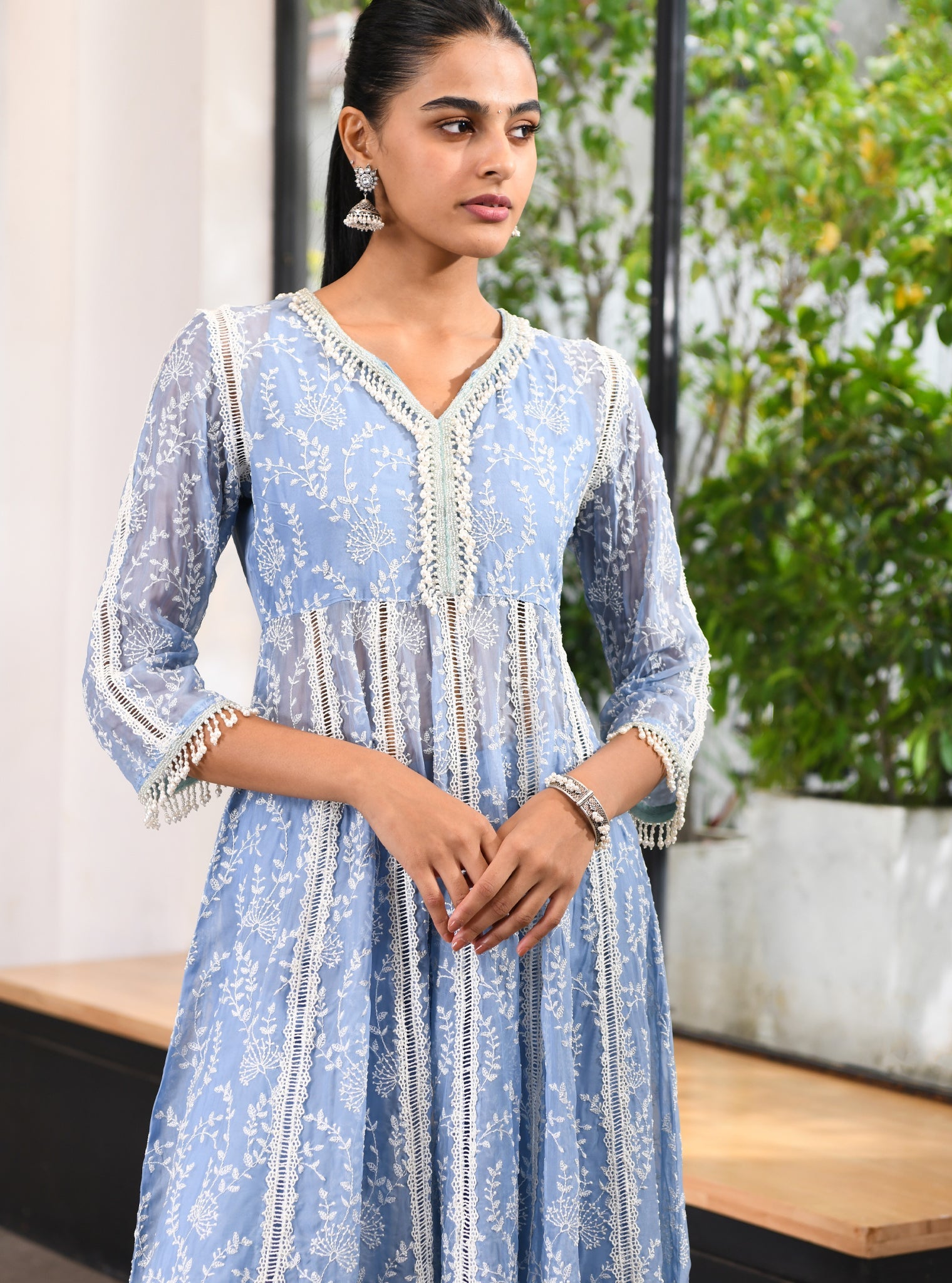 Twyla Organza Blue Kurta Set