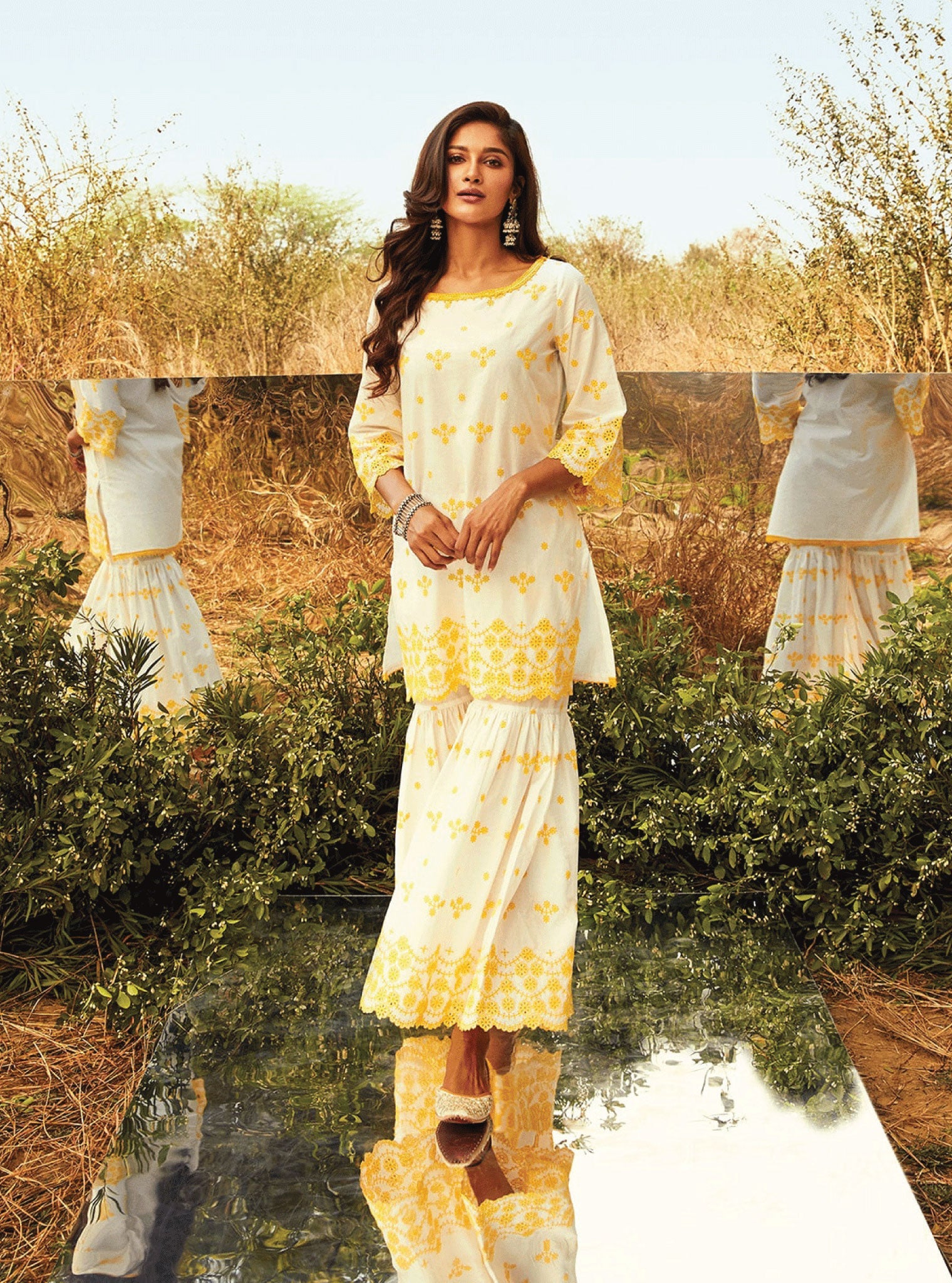 Ashberry Supima Cotton Kurta with Garara Set