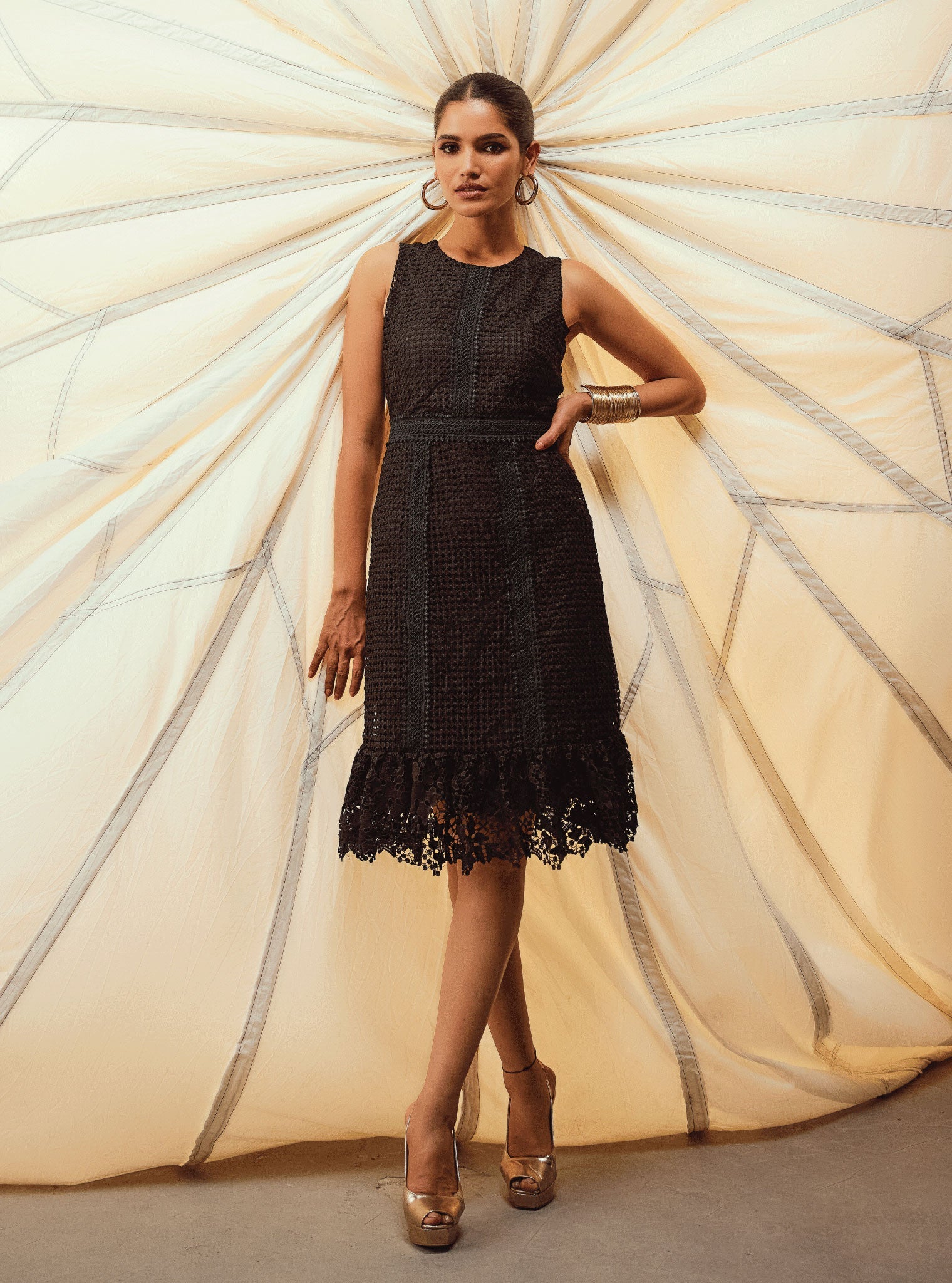 Guipure Skye Supima Cotton Black Dress