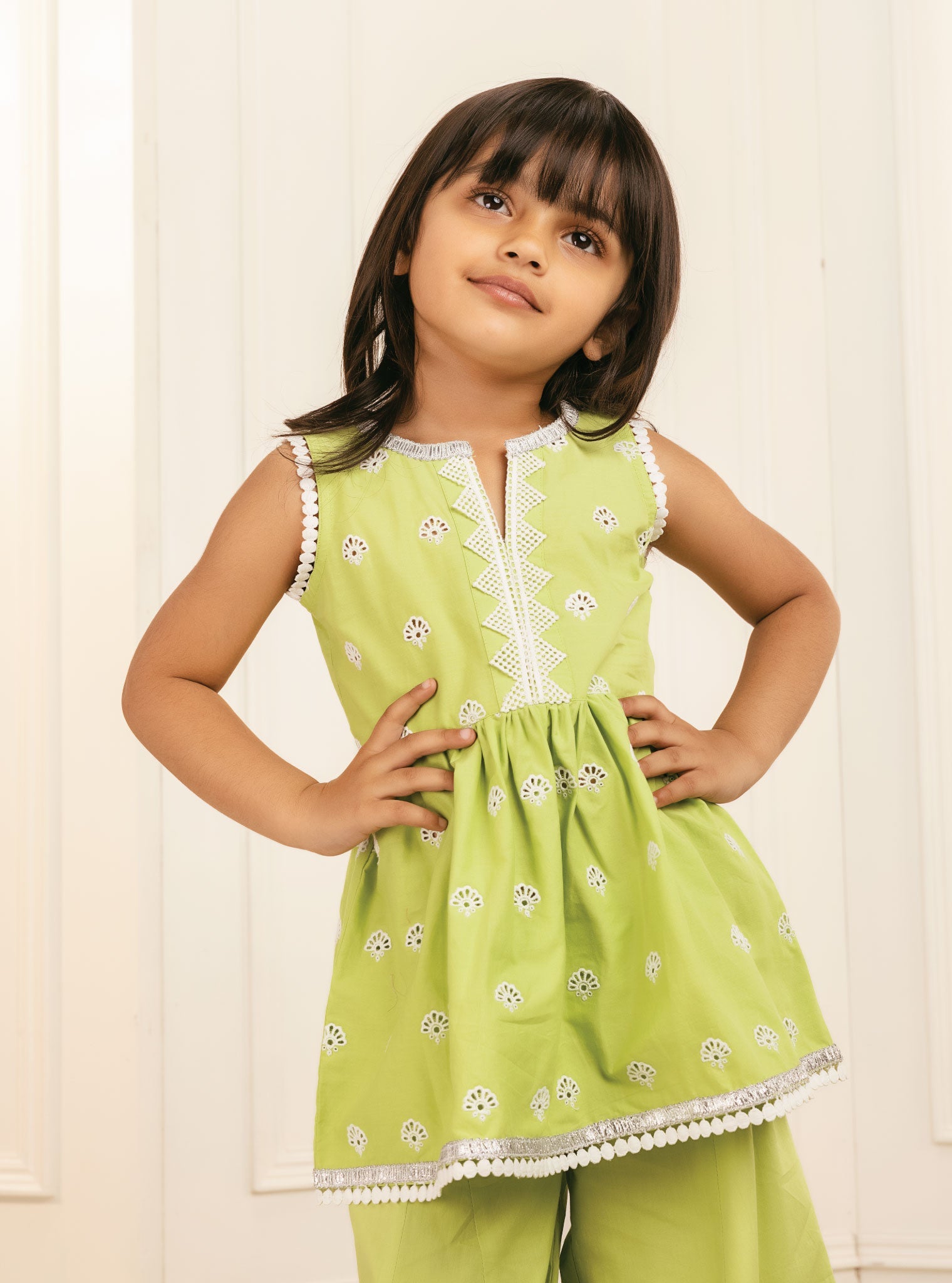 Figo Supima Cotton Light Green Sharara Set