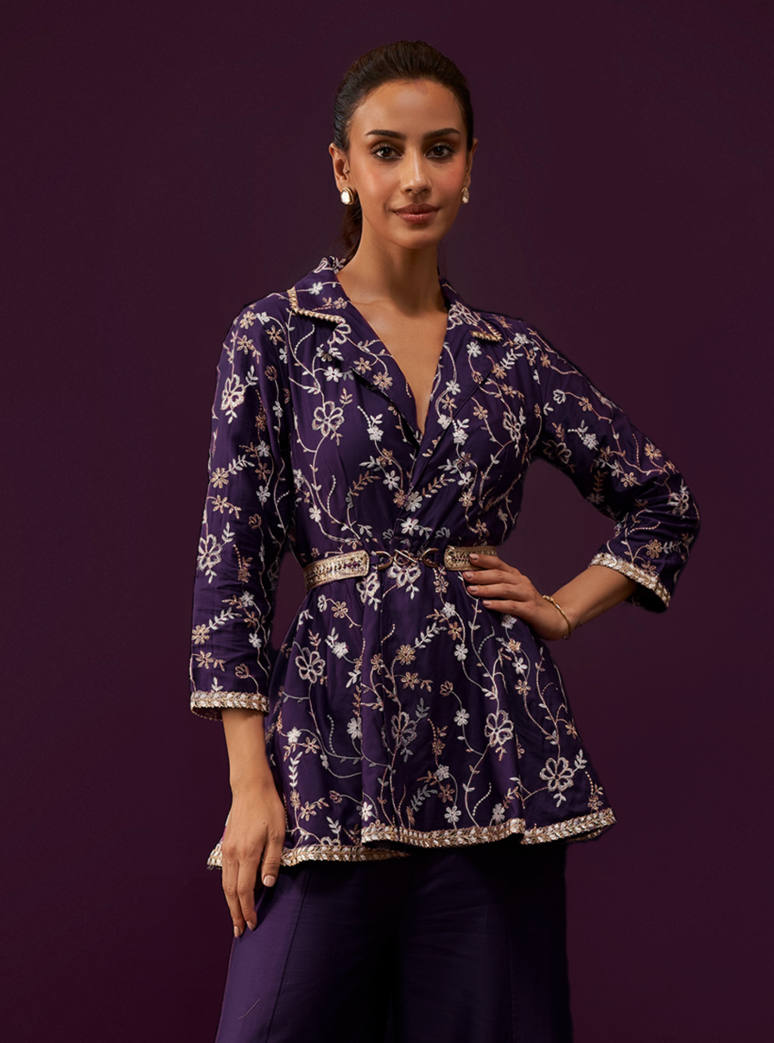 Preeda Pima Satin Purple Co-ord Set