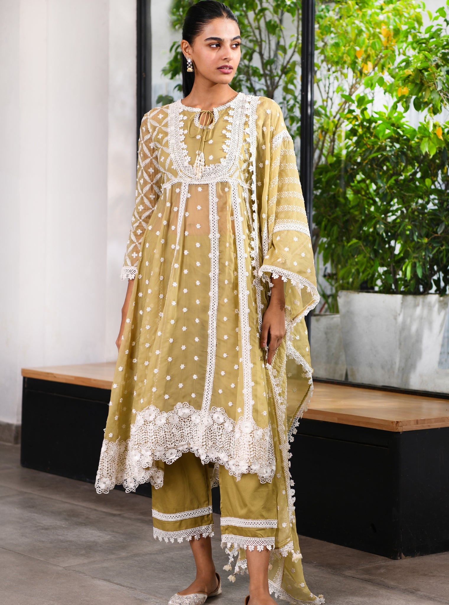 Valerie Tencel Luxe Organza Dark Green Kurta Set