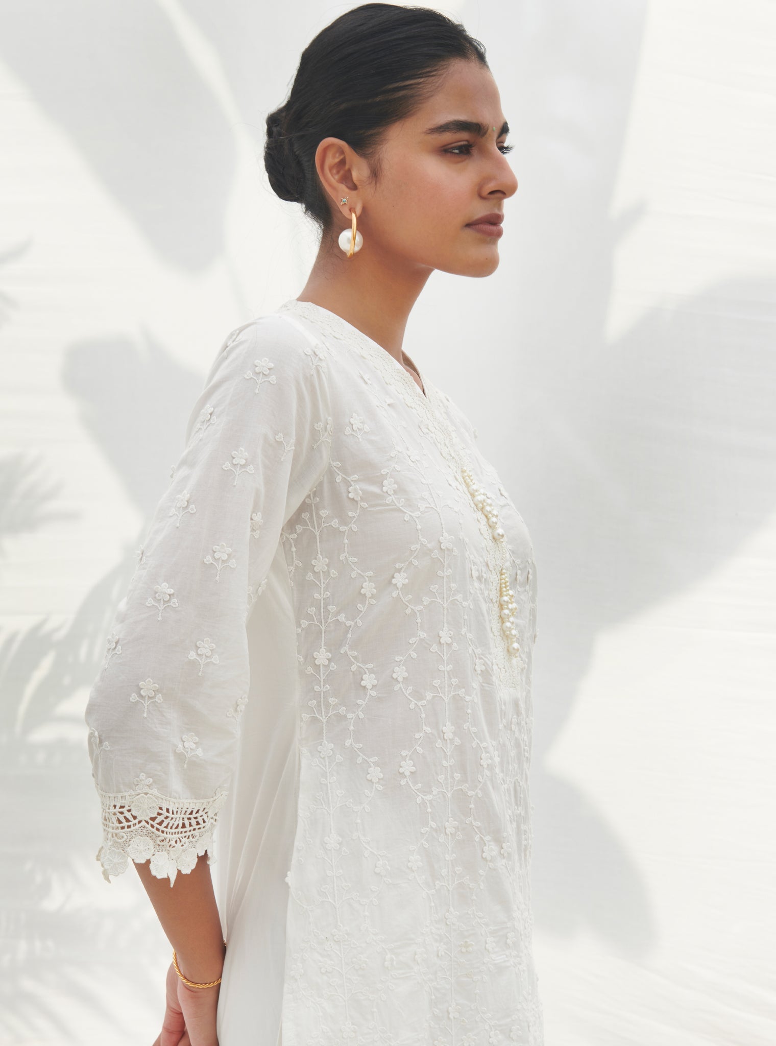 Veliena Supima Cotton White Kurta Set