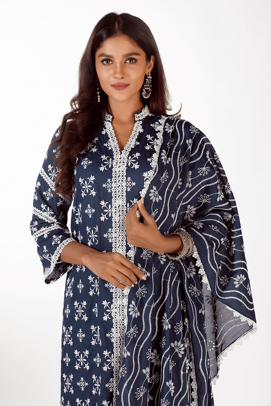 Vera Supima Cotton Navy Kurta Set