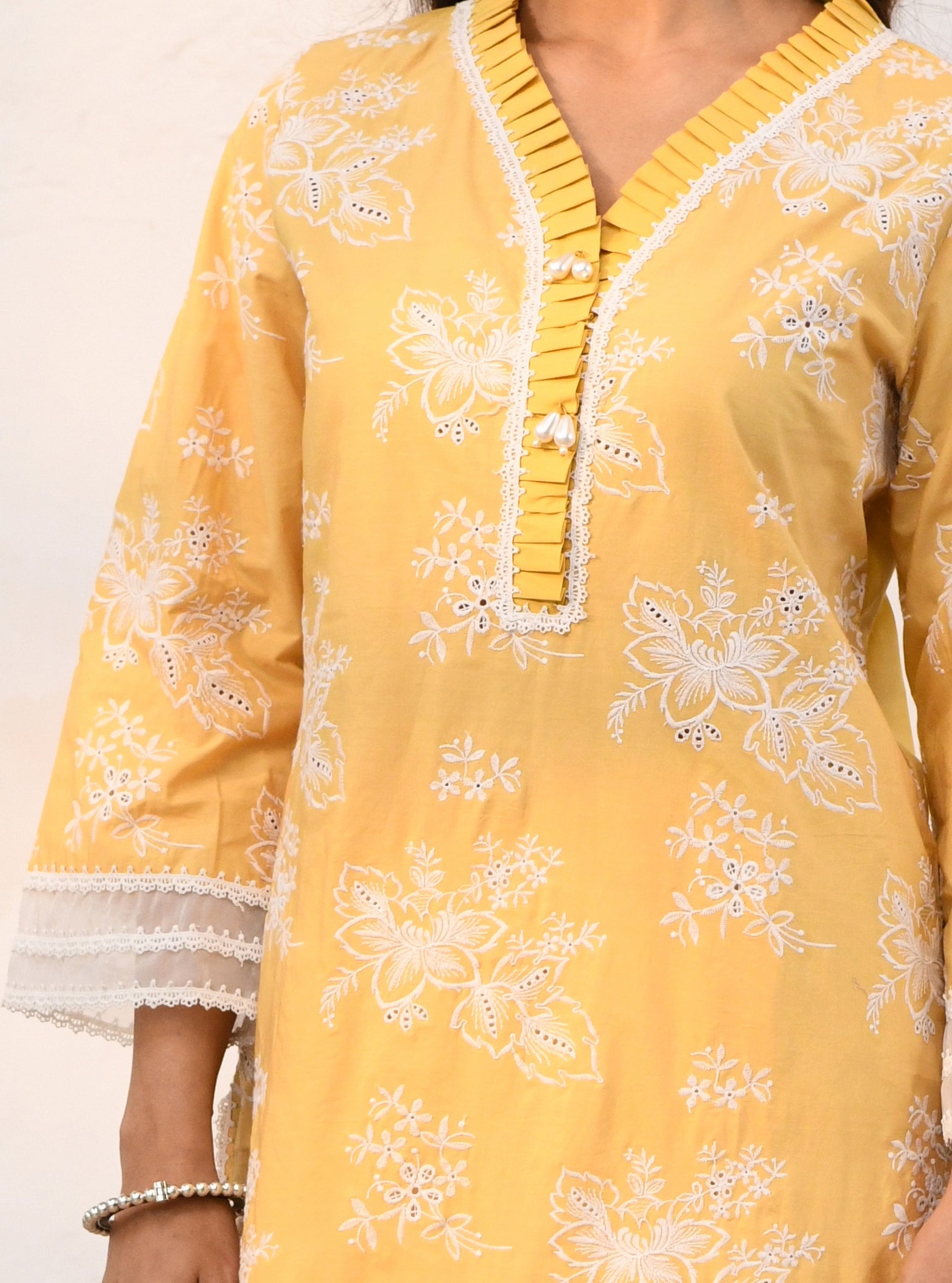 Verlem Supima Cotton Yellow Kurta Set