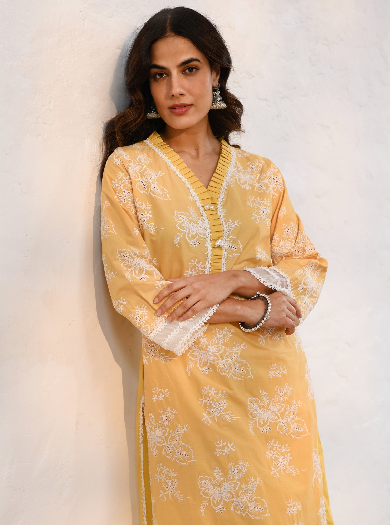 Verlem Supima Cotton Yellow Kurta Set