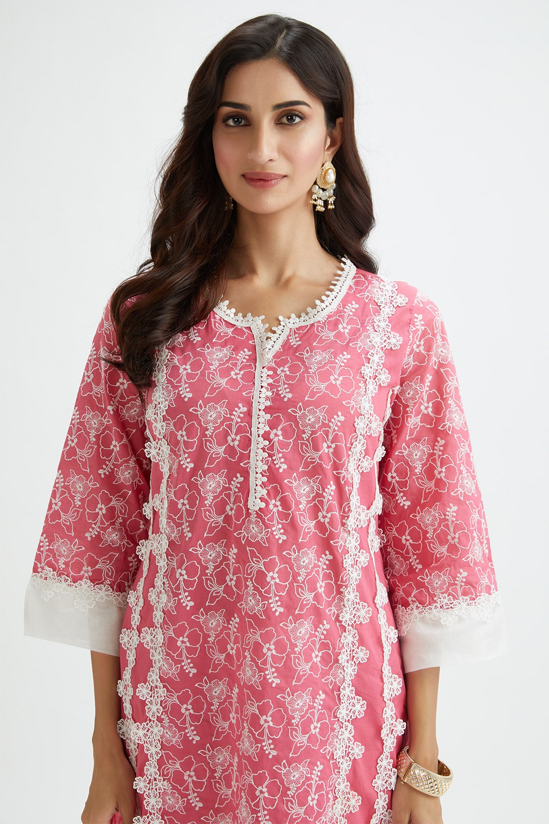 Mulmul Supima Cotton Vireo Fuchsia Kurta