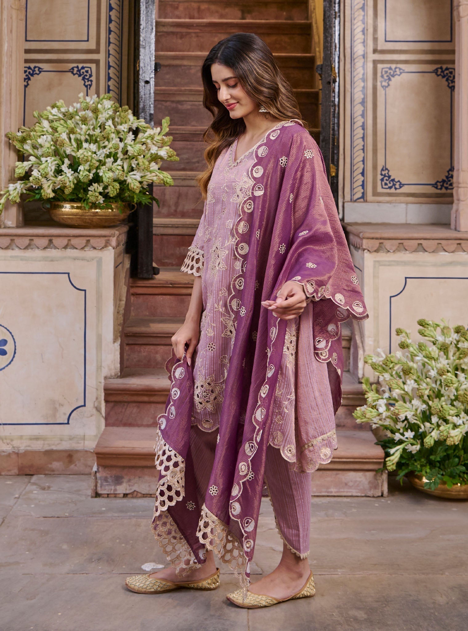Magan Banarsi Lilac Kurta Set