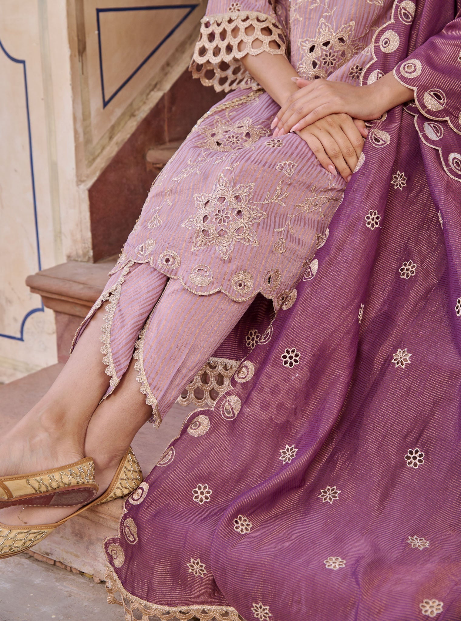 Magan Banarsi Lilac Kurta Set