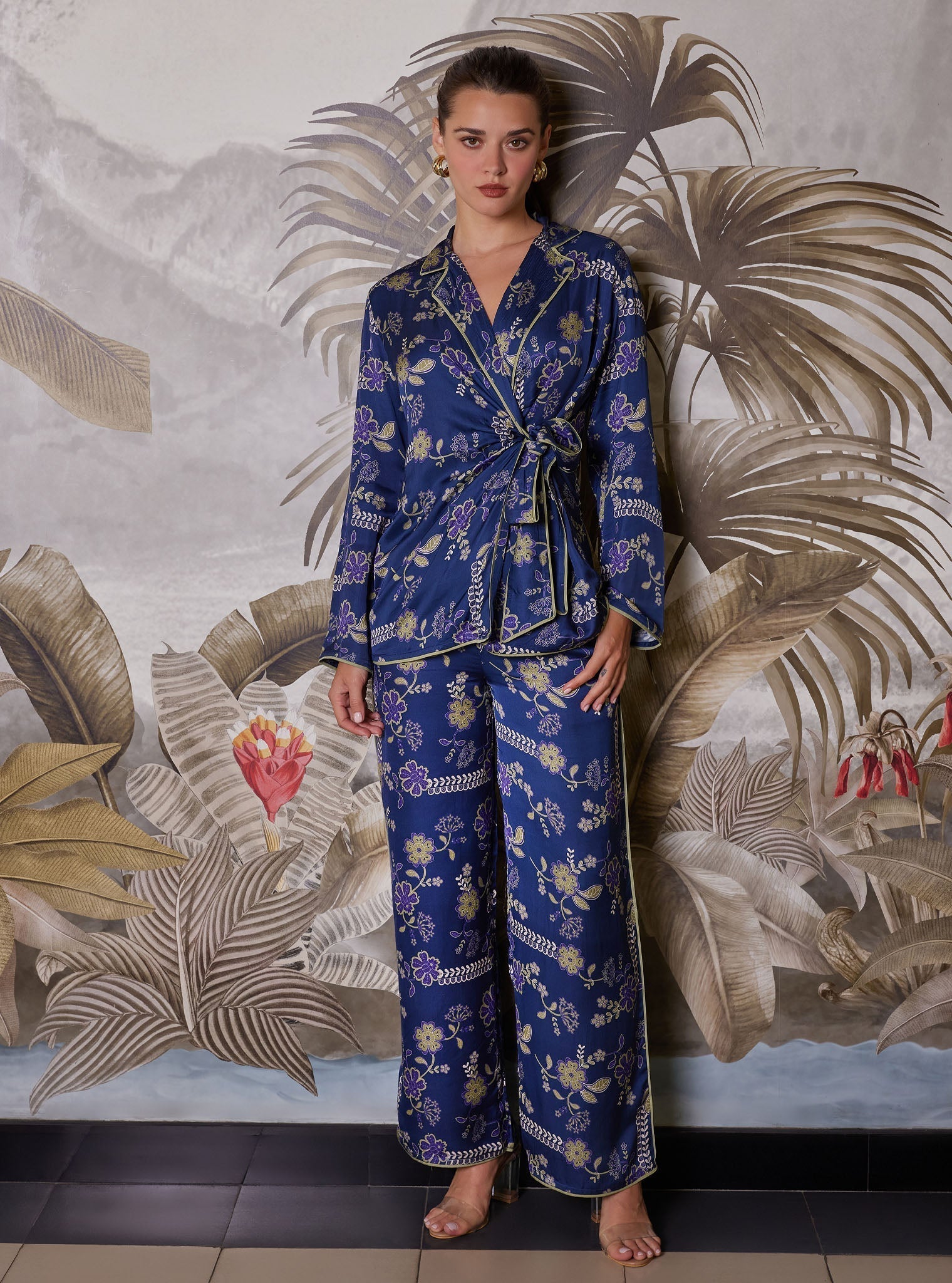 Nyx Cupro Printed Navy Co-ord Set