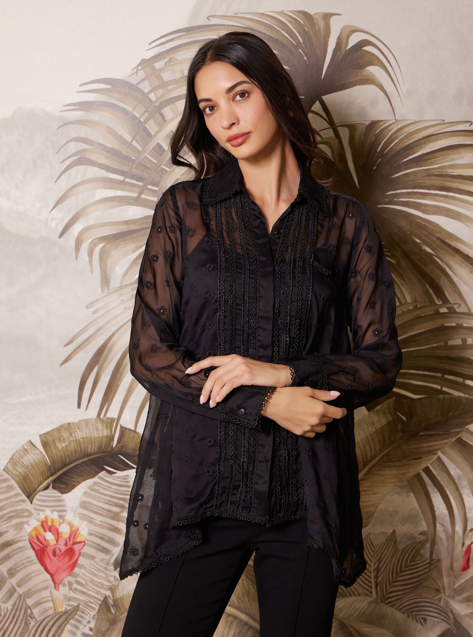 Adonis Organza Black Shirt
