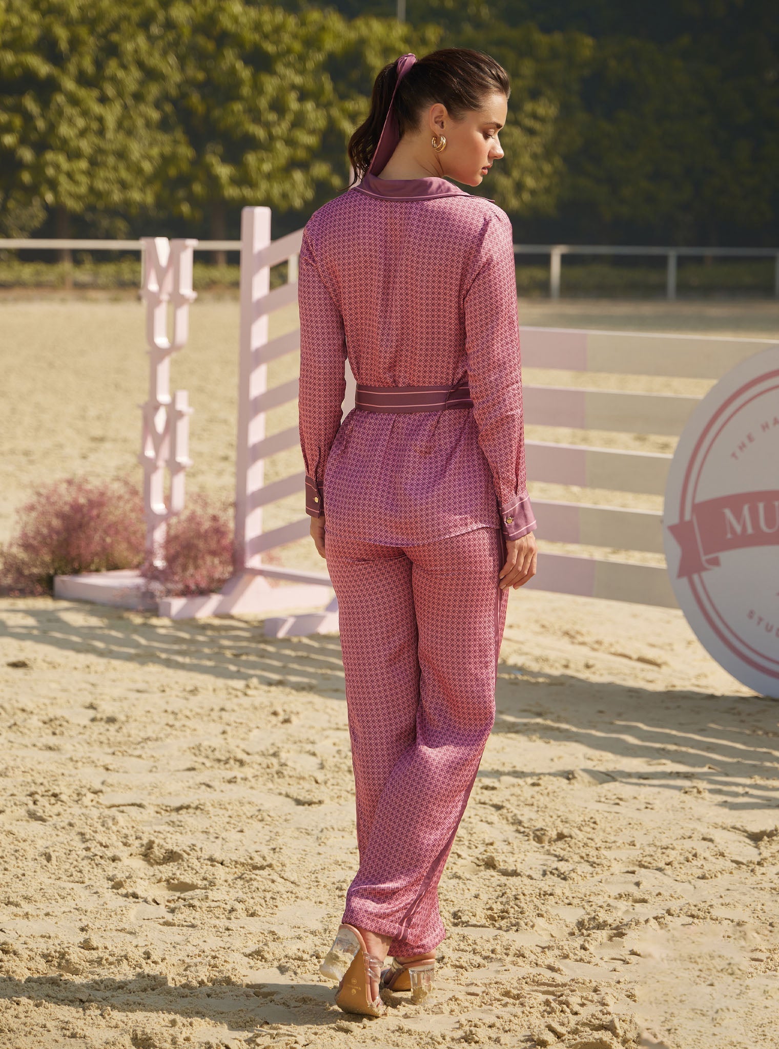 Eos Cupro Printed Pink Co-ord Set