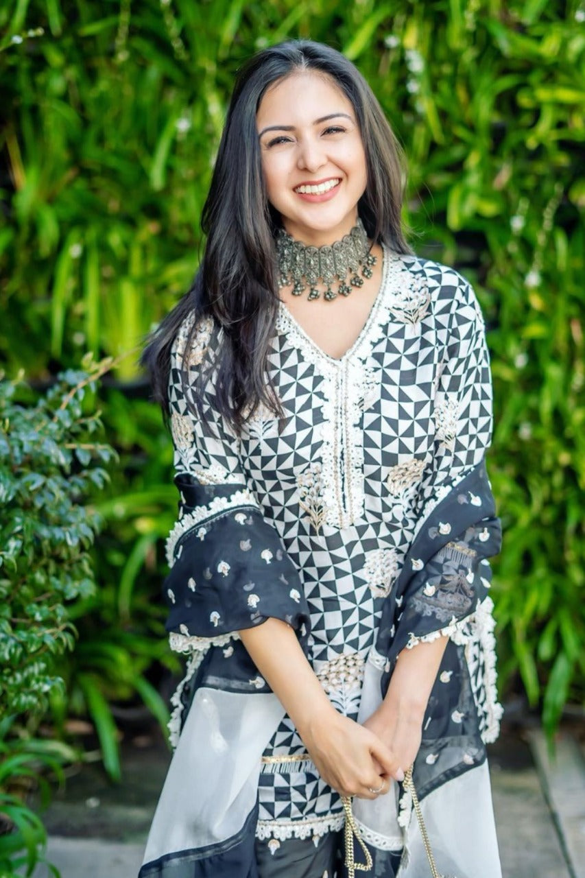 Leyton Cupro Silk Black Kurta Set