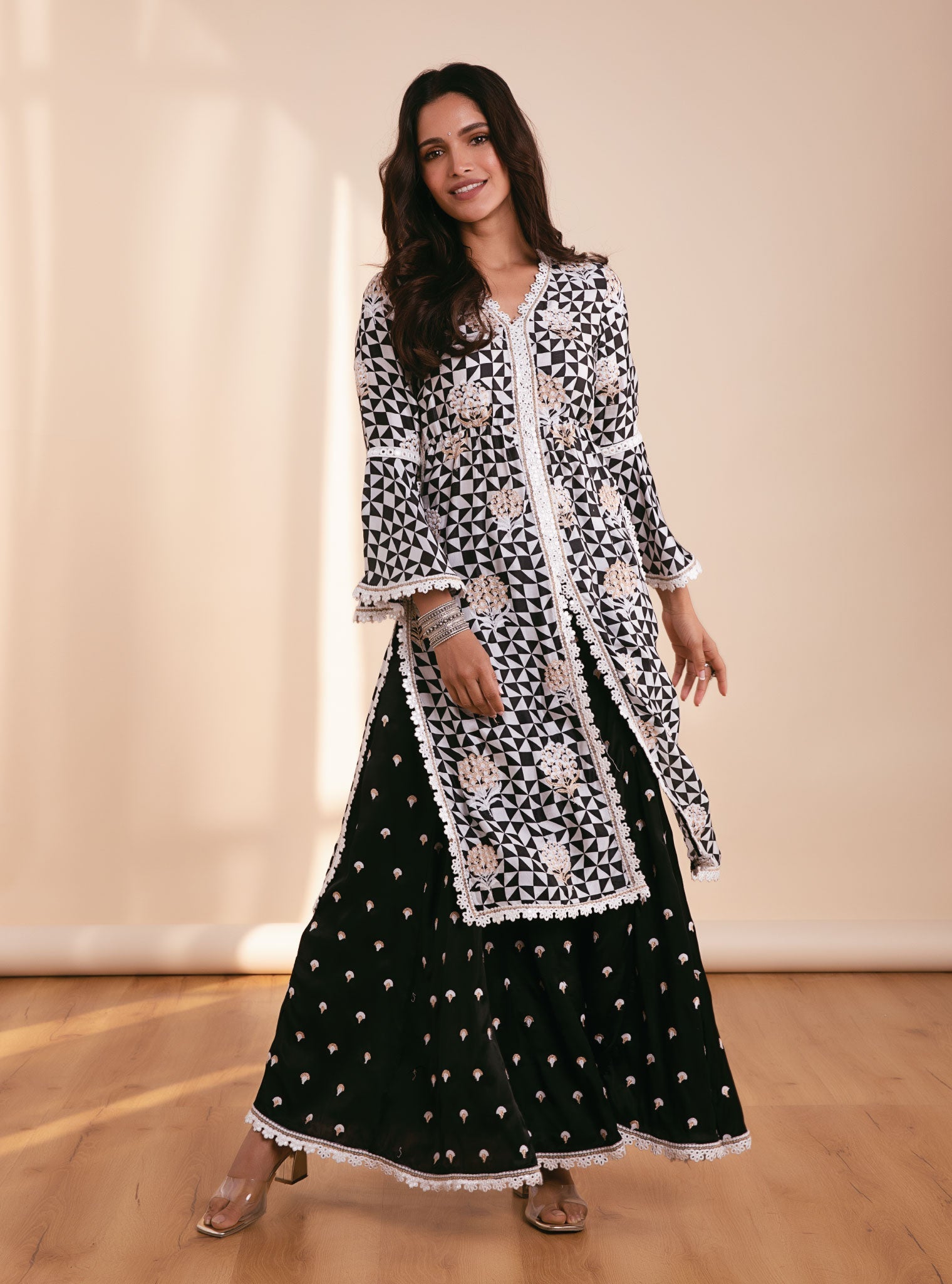 Zaya Cupro Silk Black Kurta Set