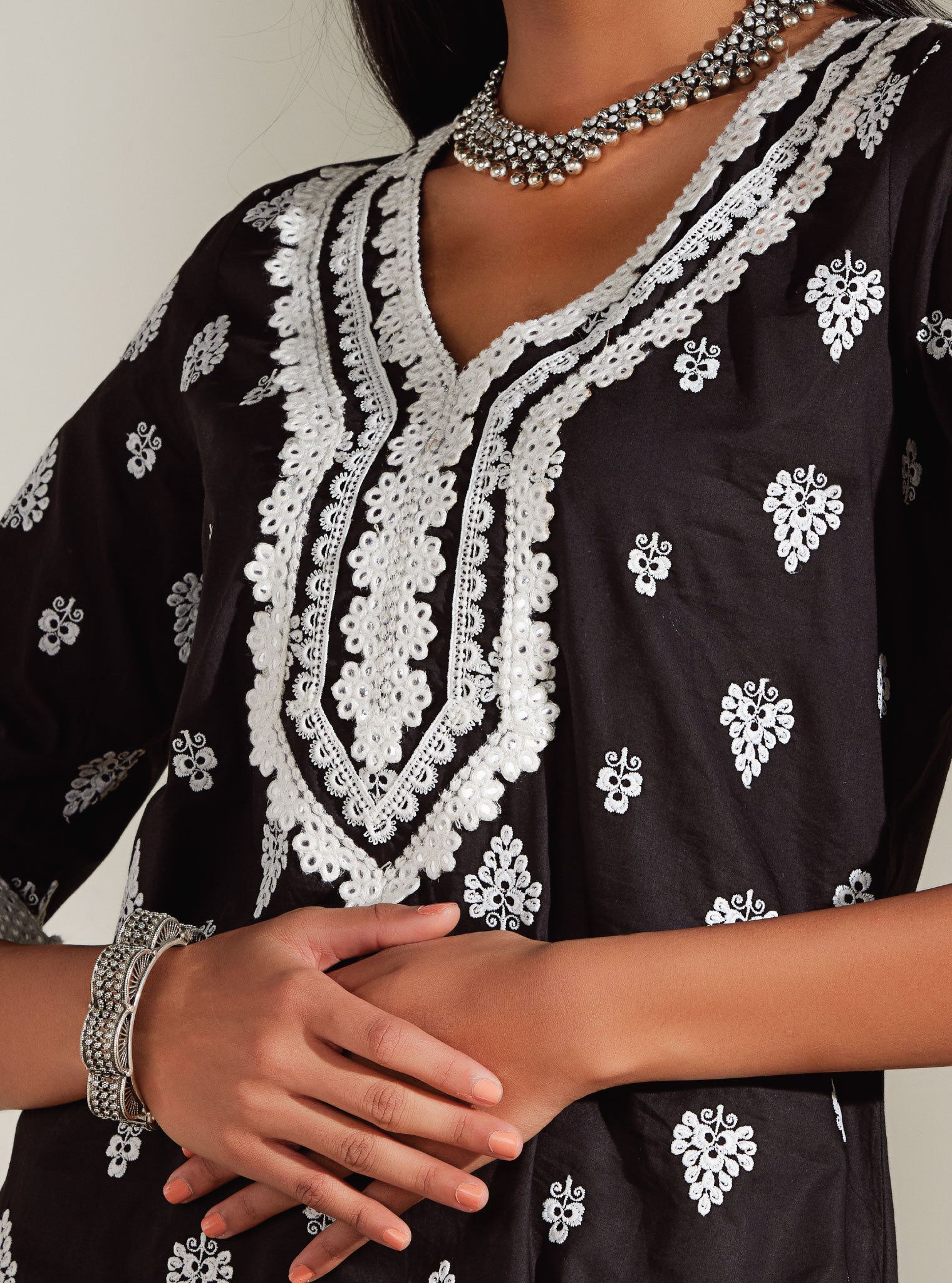 Zoriana Supima Cotton Black Kurta with Sharara Set