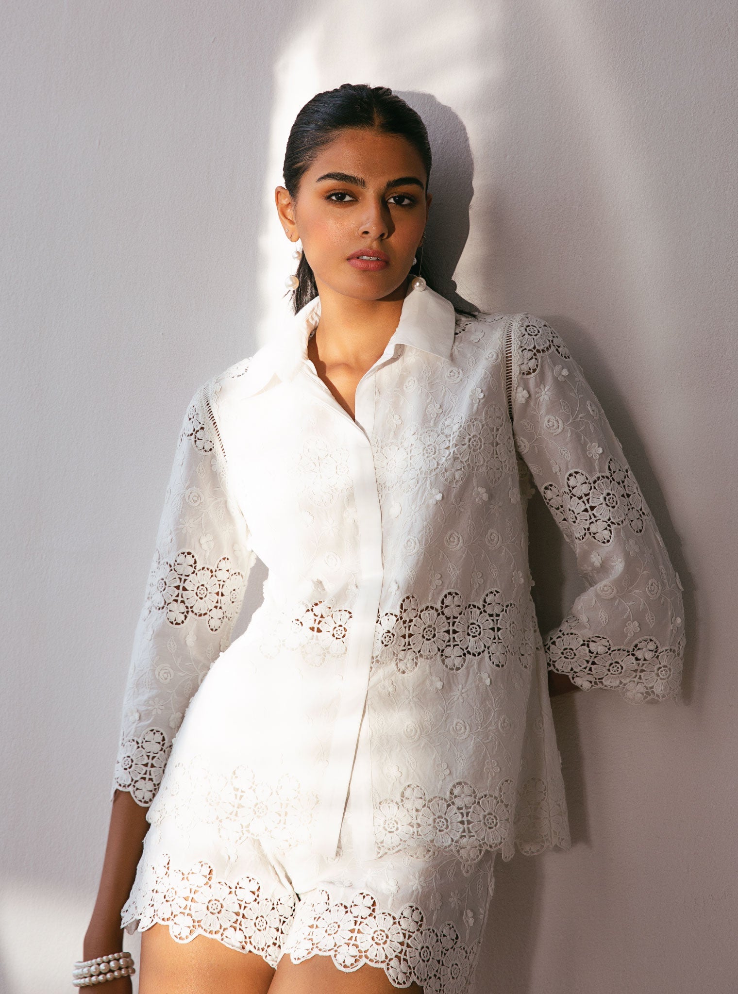Avril Supima Cotton White Shirt With Short