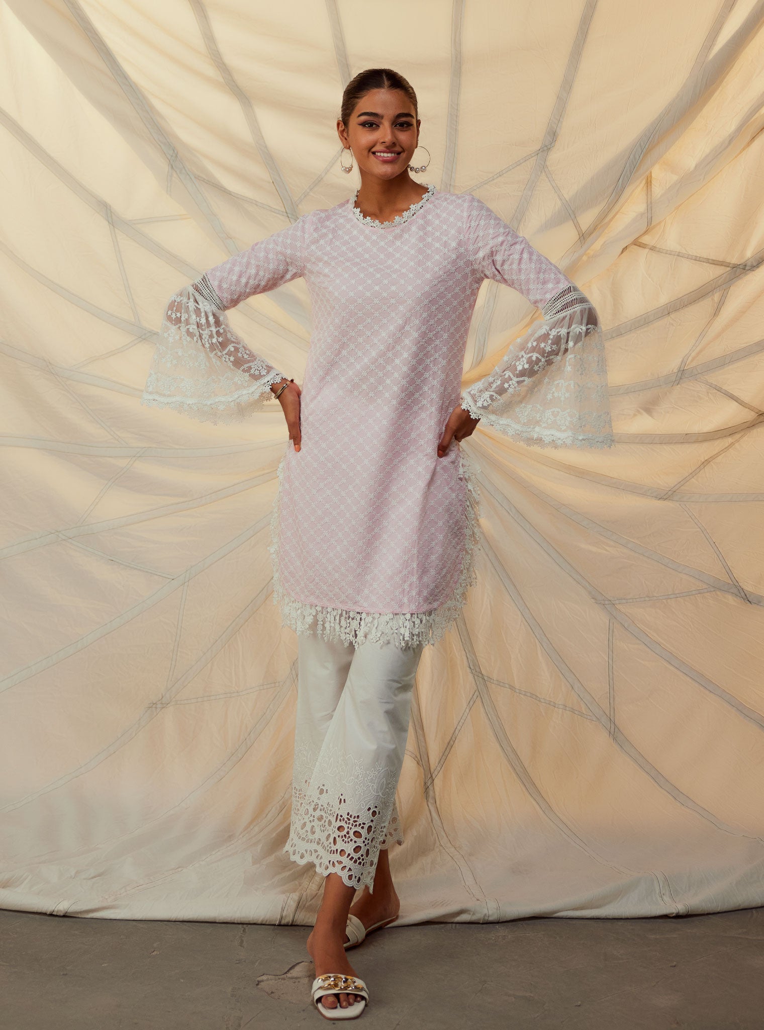 Aspen Pink Kurta with Garara Set