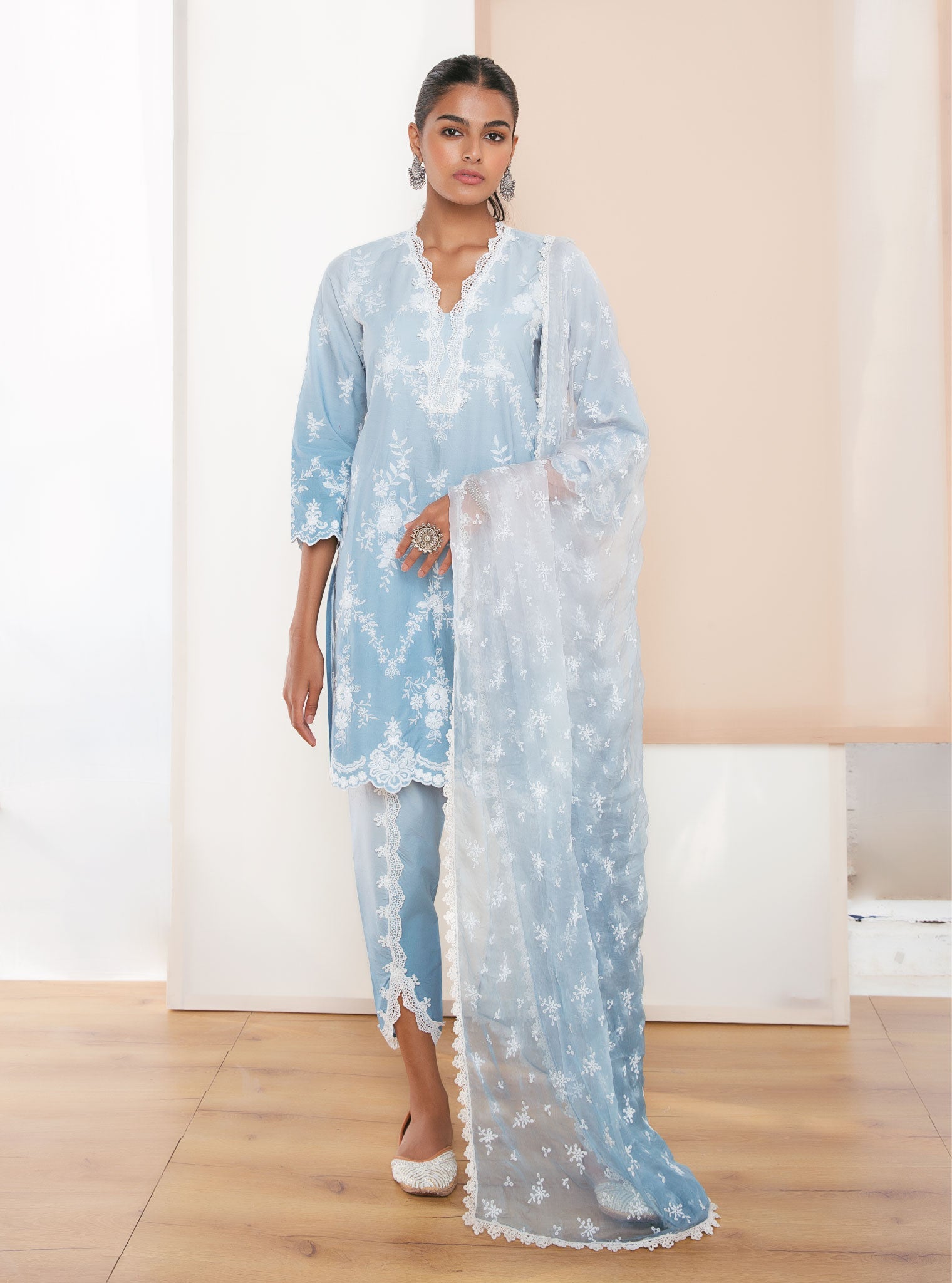 Atrai Supima Cotton Blue Kurta Set