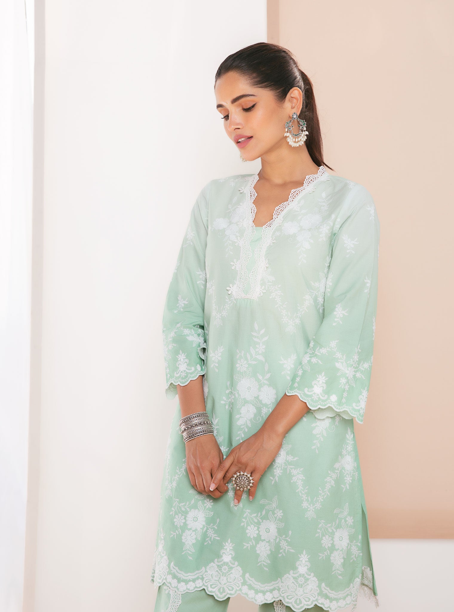 Atrai Supima Cotton Green Kurta Set