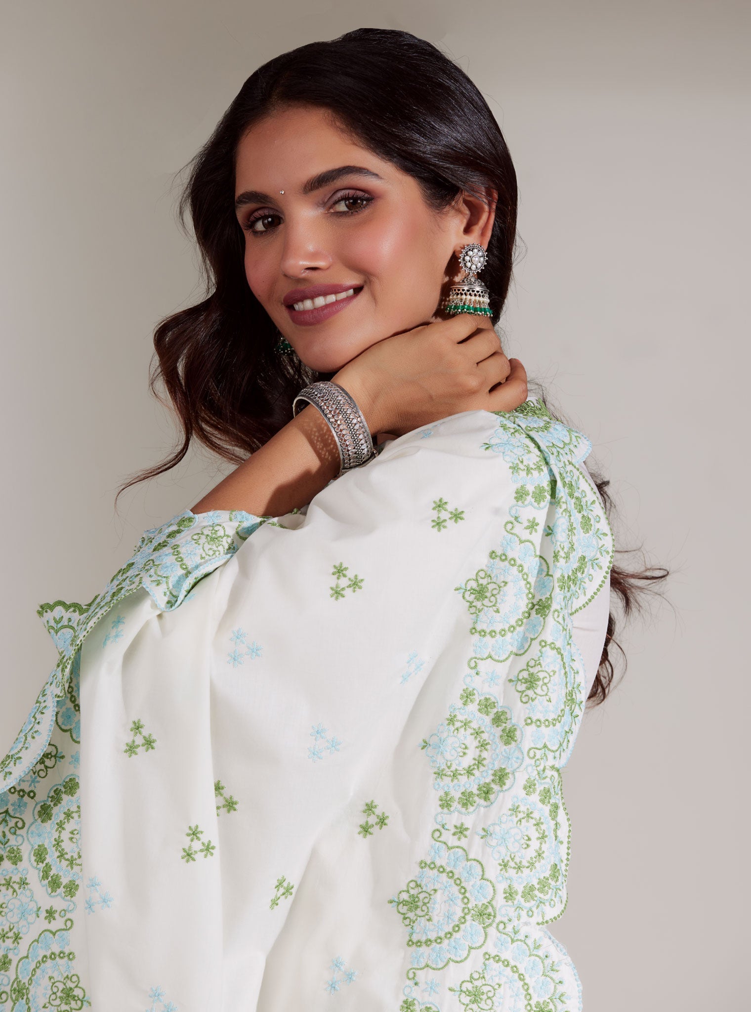 Aviana Supima Cotton White Kurta Set