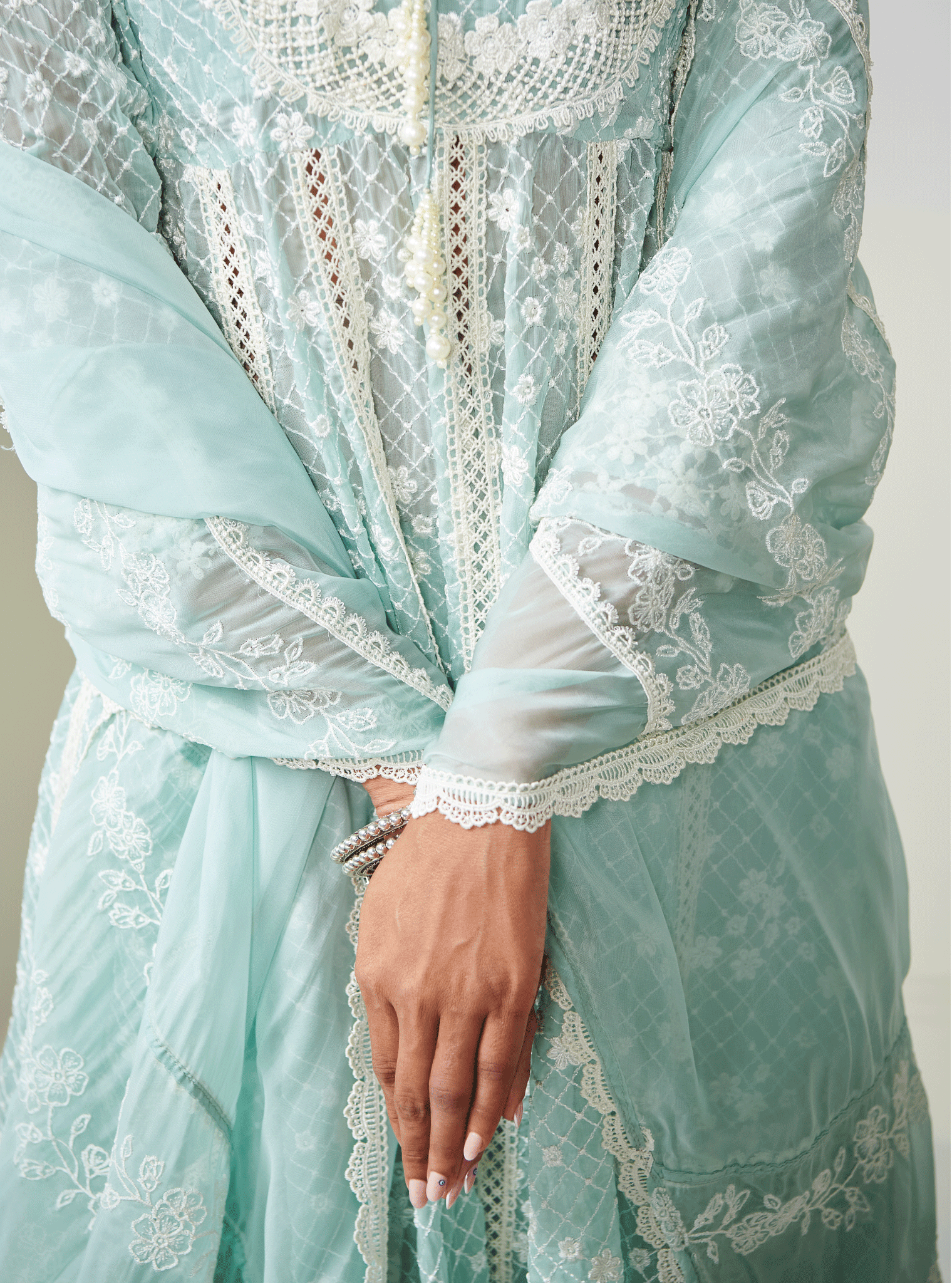 Zola Organza Light Blue Anarkali Kurta Set