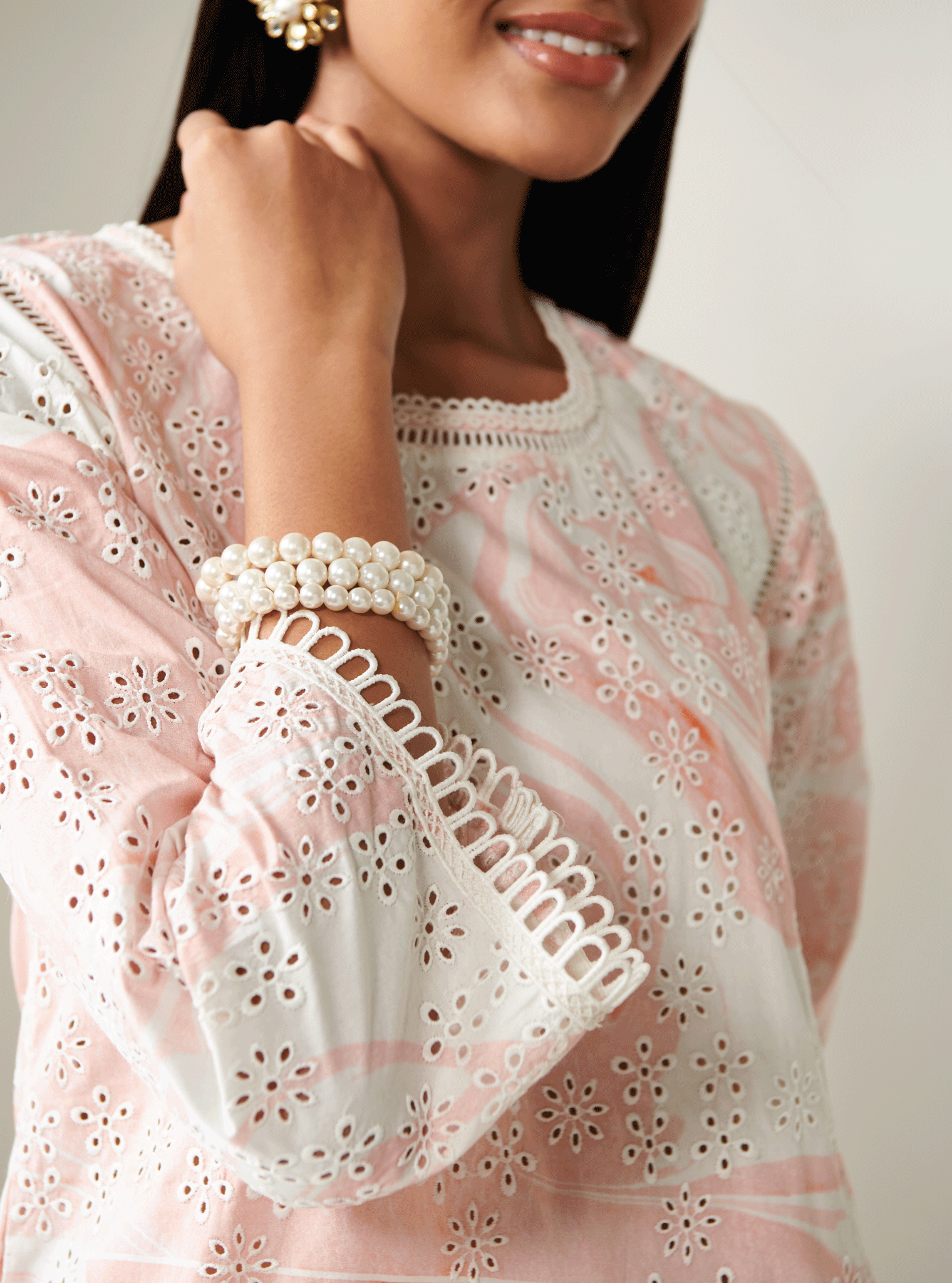 Breccia Supima Cotton Pink Top with Pant Set