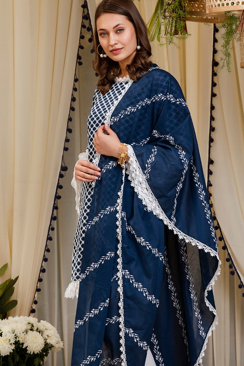 Diagonal Embroidered Dupatta
