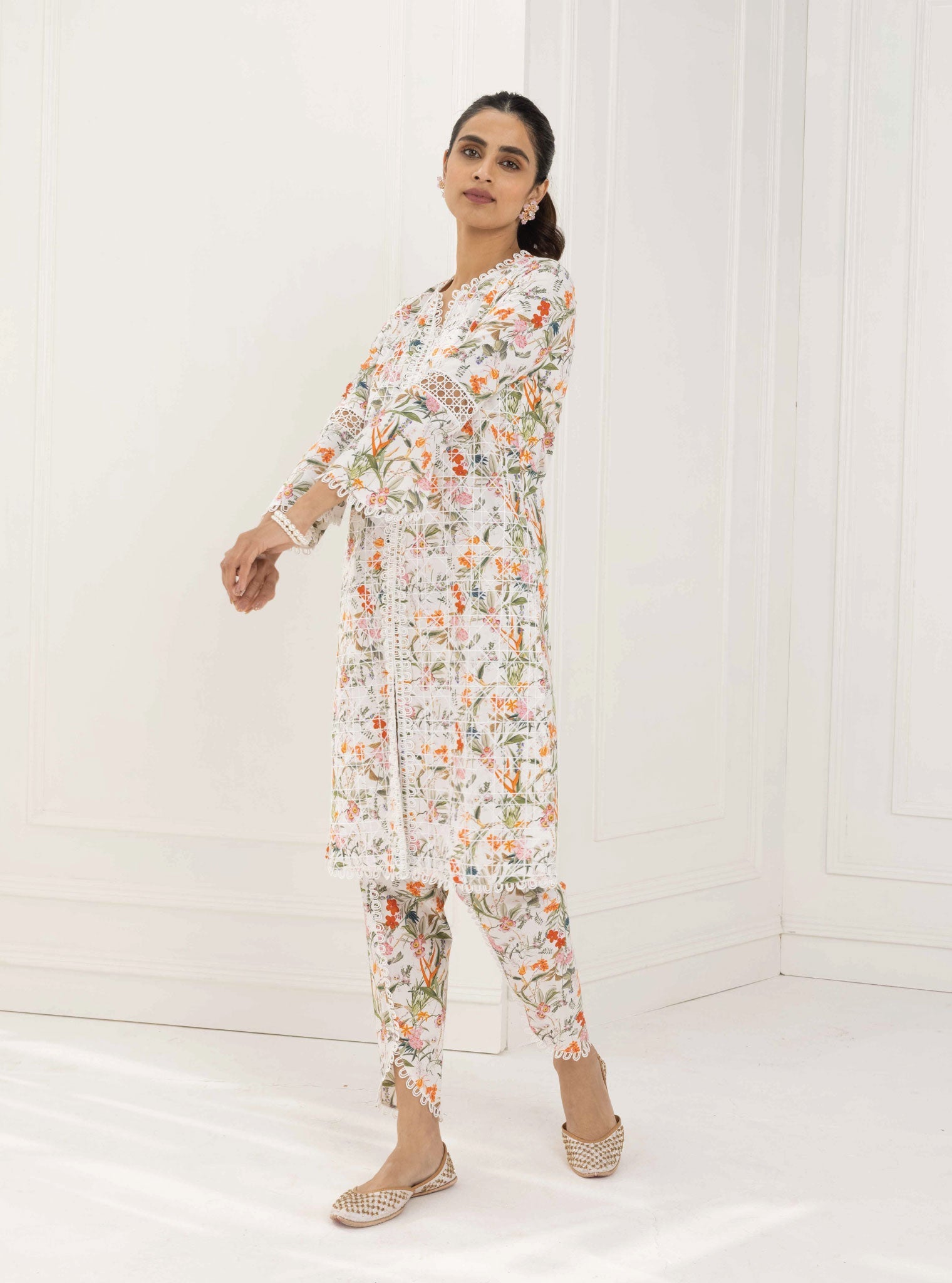 Corelli Supima Cotton White Kurta Set