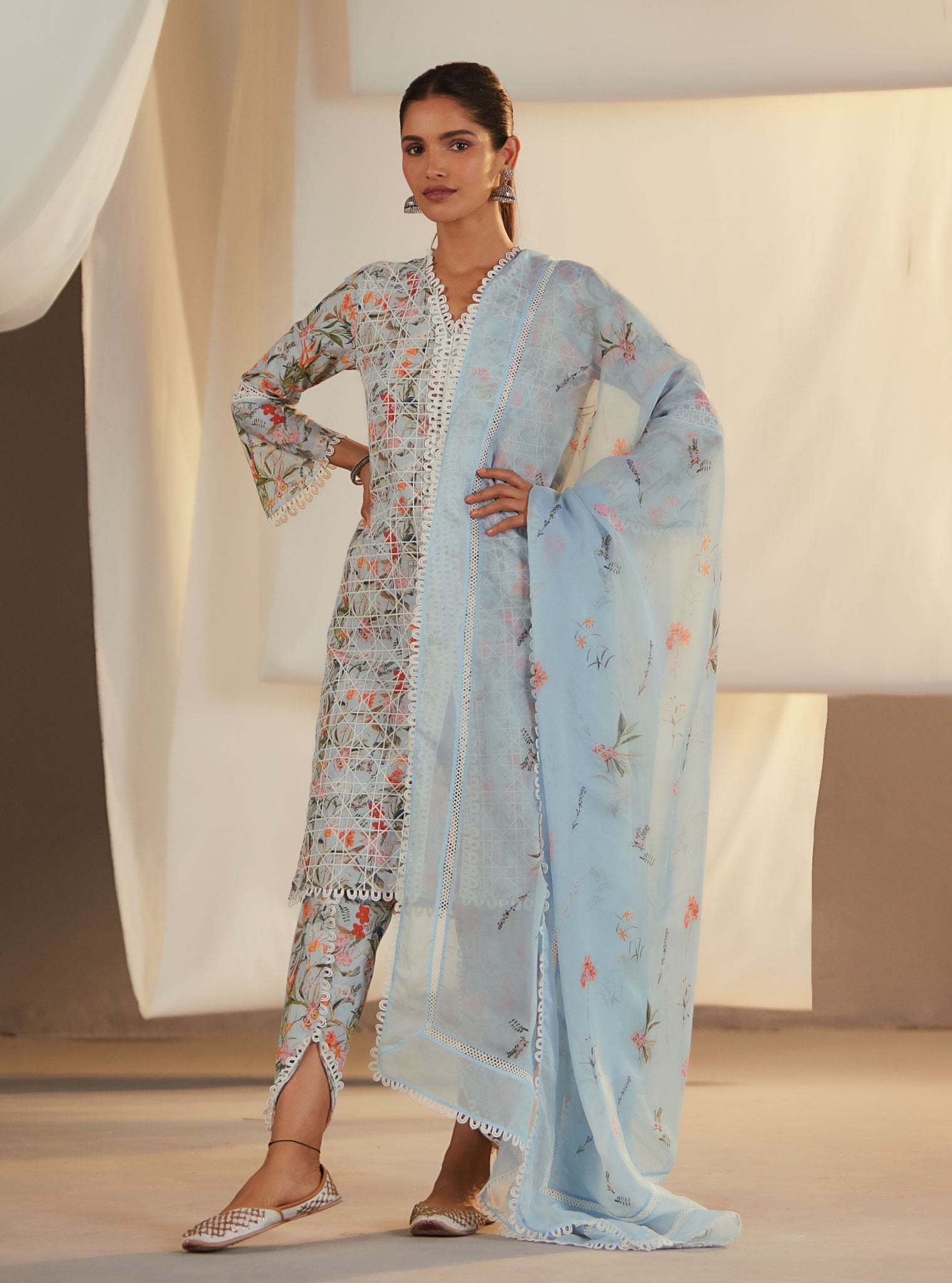 Corelli Supima Cotton Blue Kurta Set