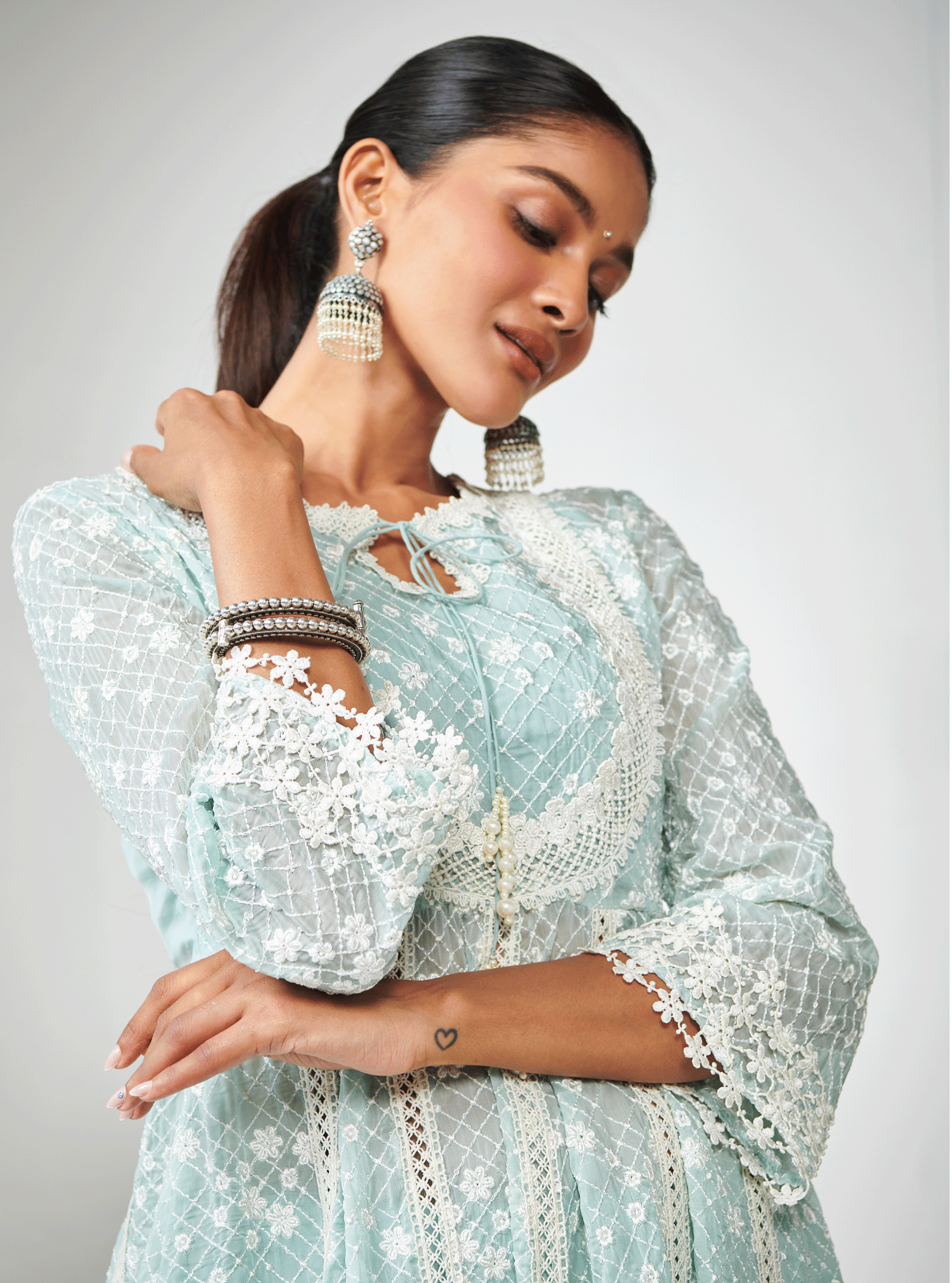 Zola Organza Light Blue Anarkali Kurta Set