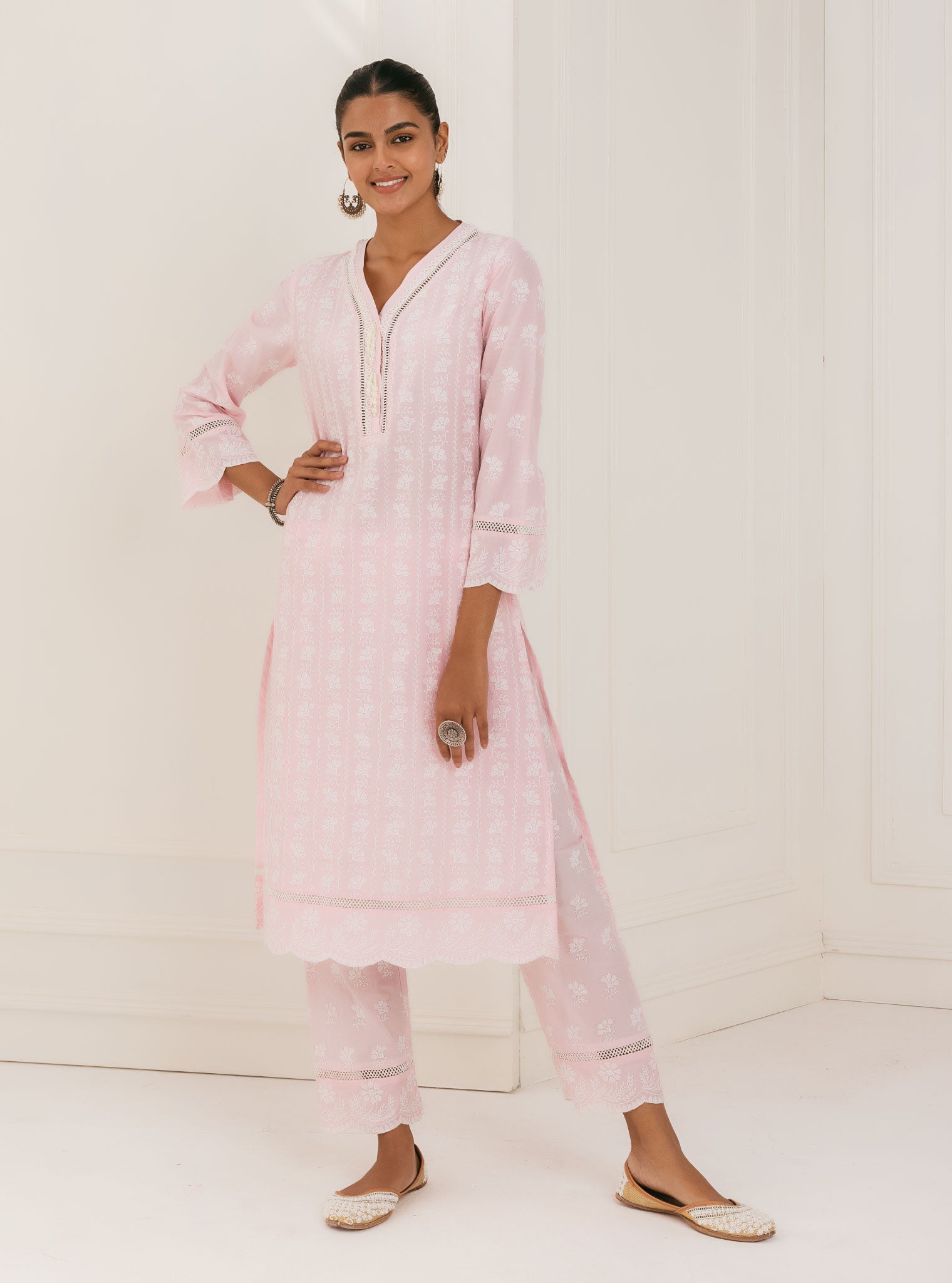 Dharni Supima Cotton Pink Kurta Set