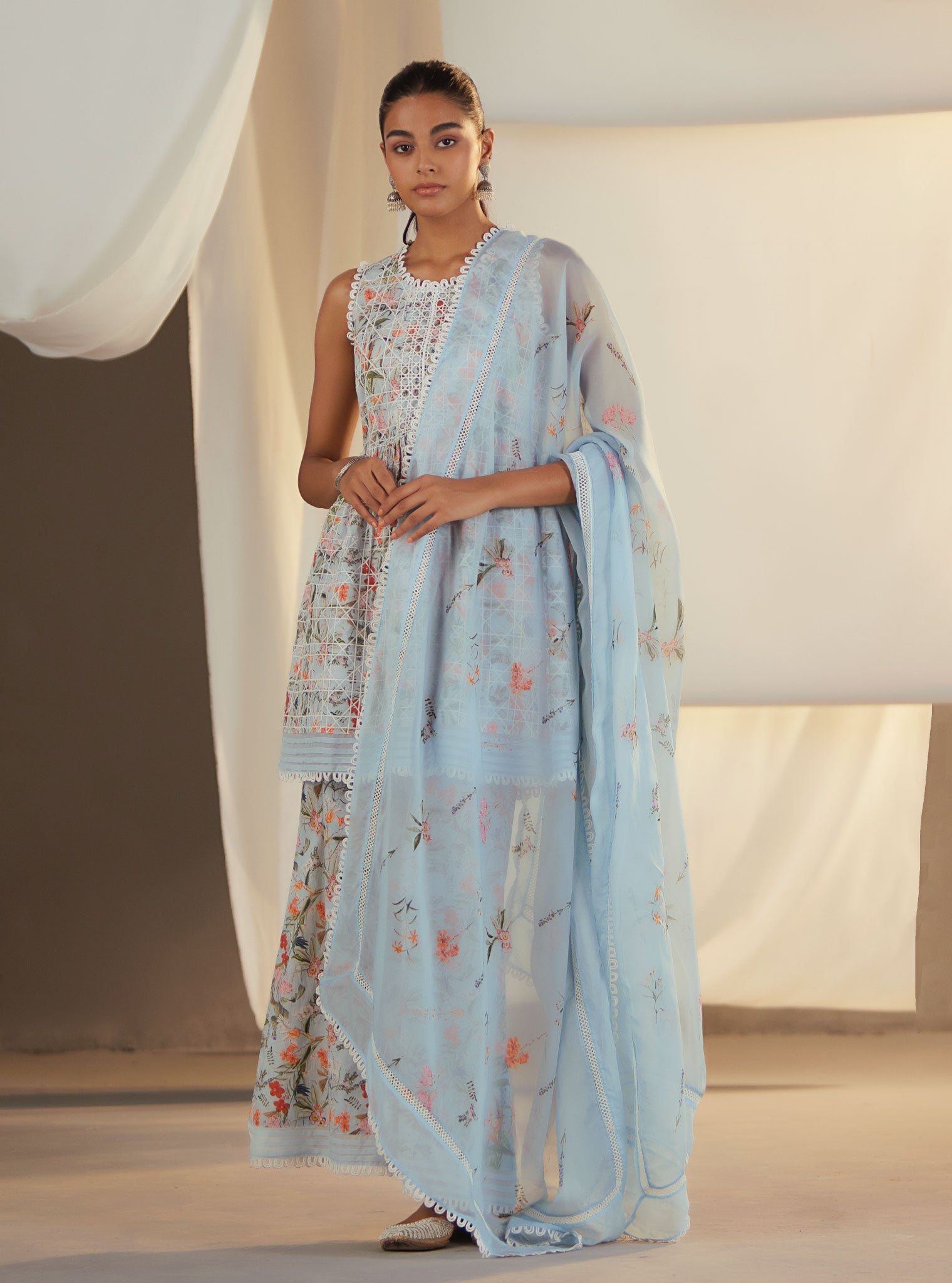 Elora Supima Cotton Blue Kurta Set