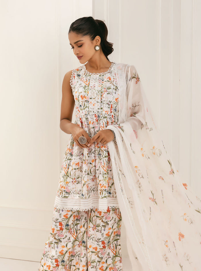 Mulmul Supima Cotton Elora White Kurta