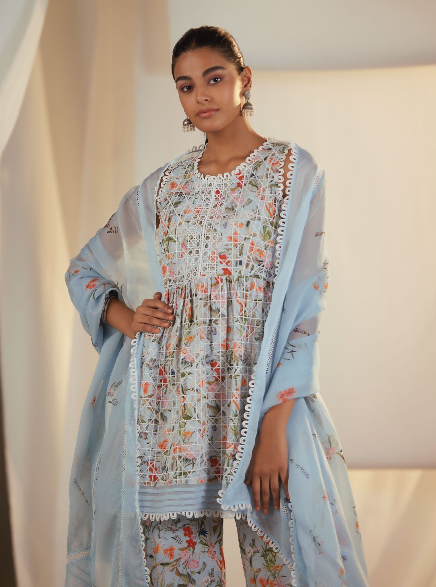 Elora Supima Cotton Blue Kurta Set