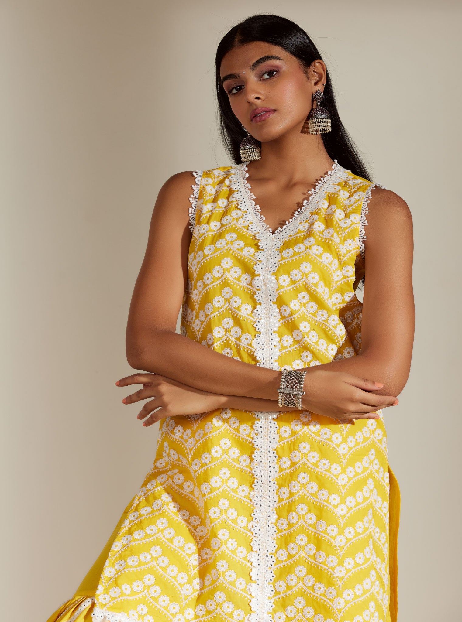 Gabriella Supima Cotton Mango Kurta with Garara Set