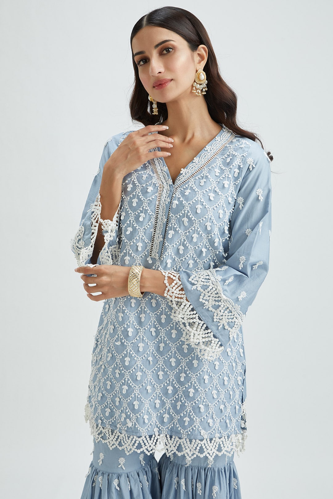 Hayes Supima Satin Wedgewood Kurta Set