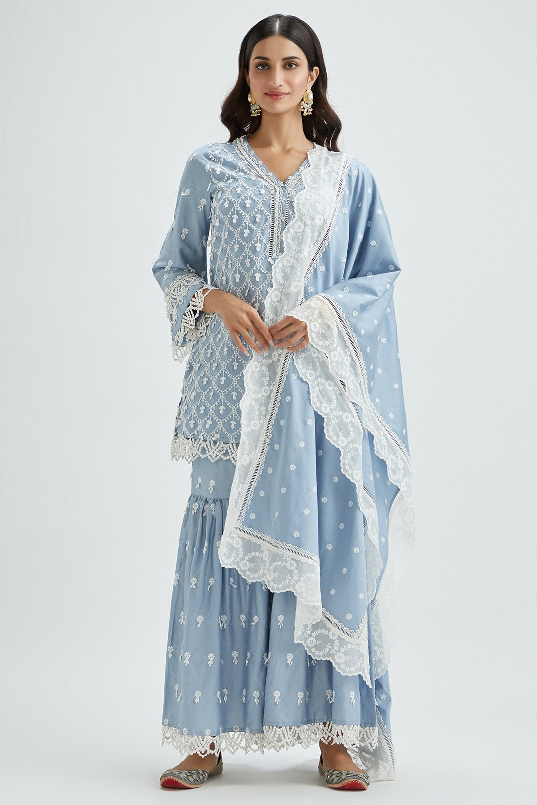 Hayes Supima Satin Wedgewood Kurta Set