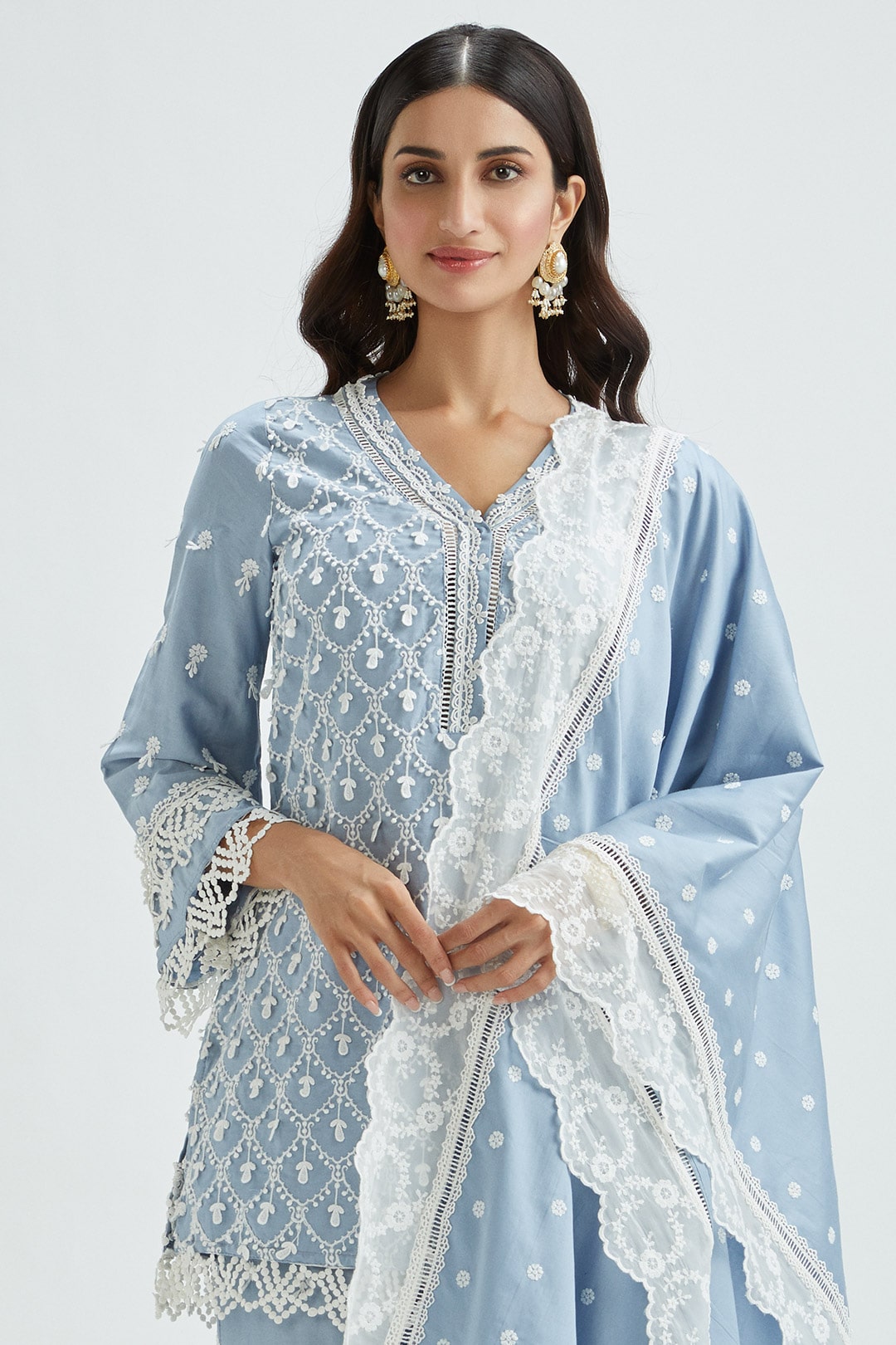 Hayes Supima Satin Wedgewood Kurta Set