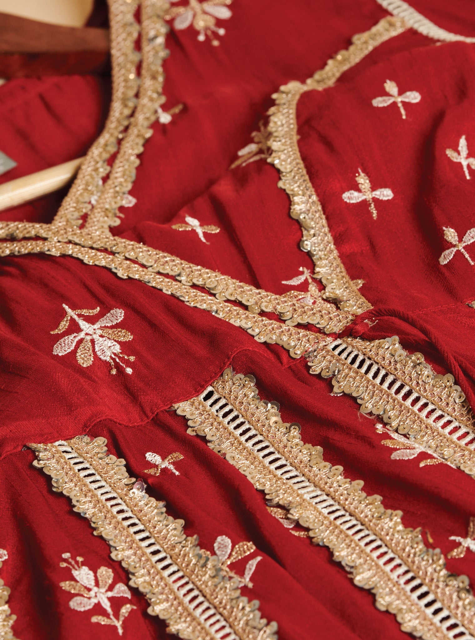 Khanak Silk Red Anarkali Kurta Set