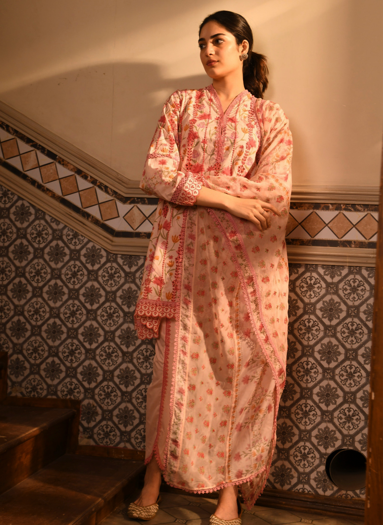 Gargi Supima Cotton Printed Pink Kurta Set