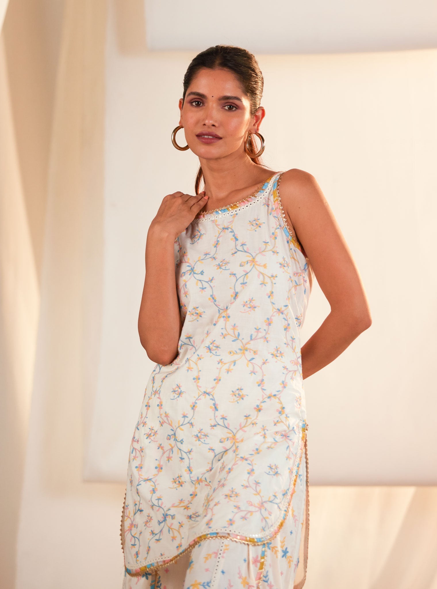 Makayla Supima Cotton Off White Sharara Set