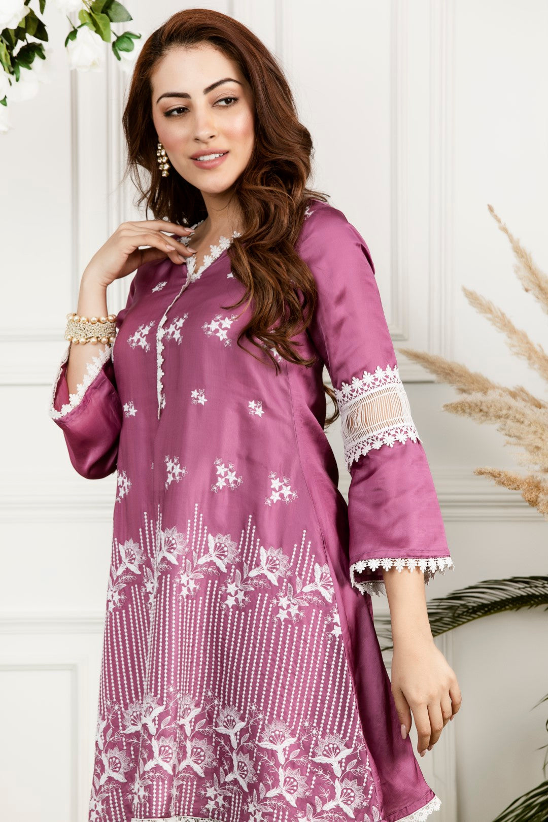 Rosemallow Front Pleated Kurta Set