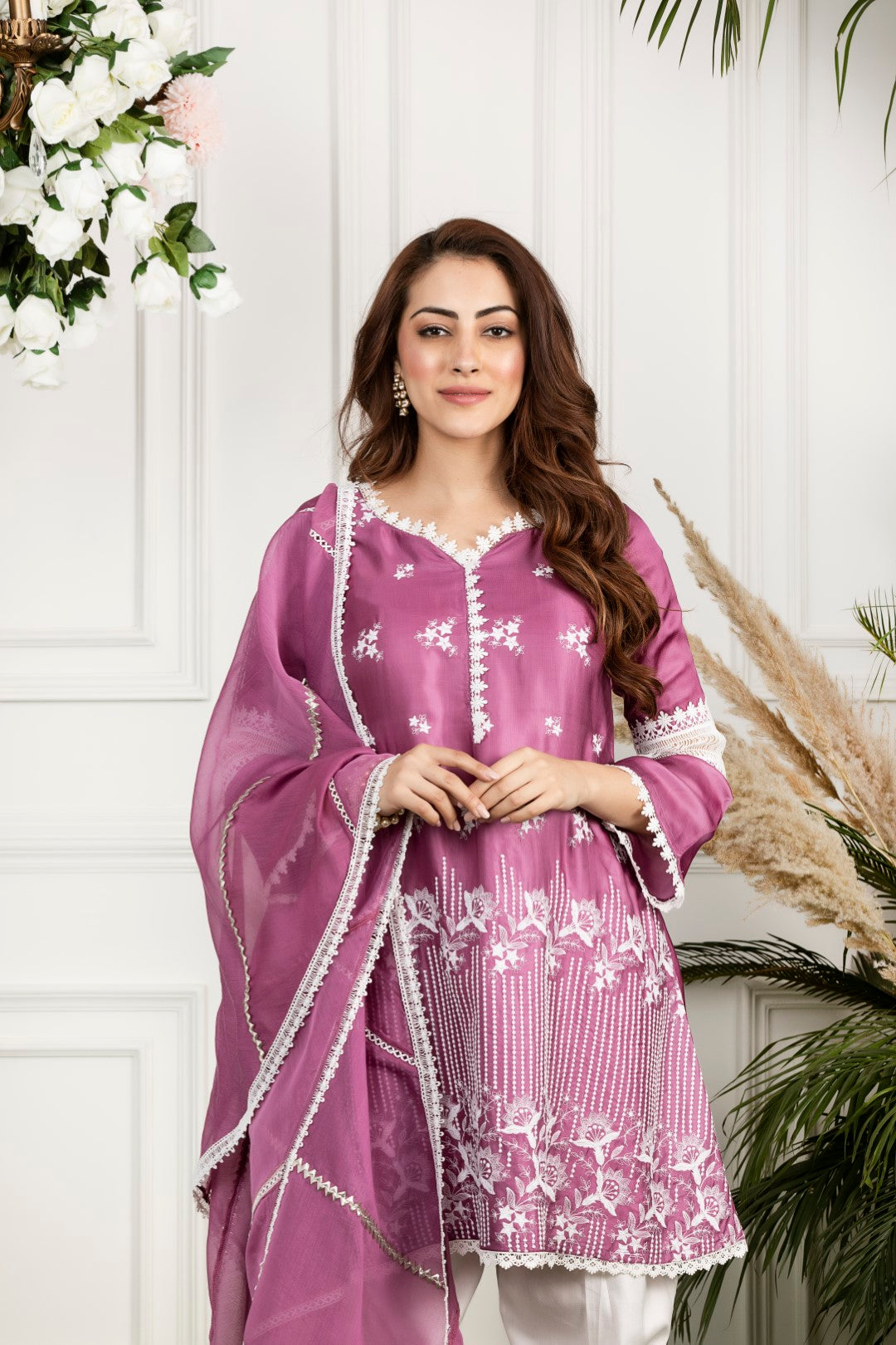 Rosemallow Front Pleated Kurta Set