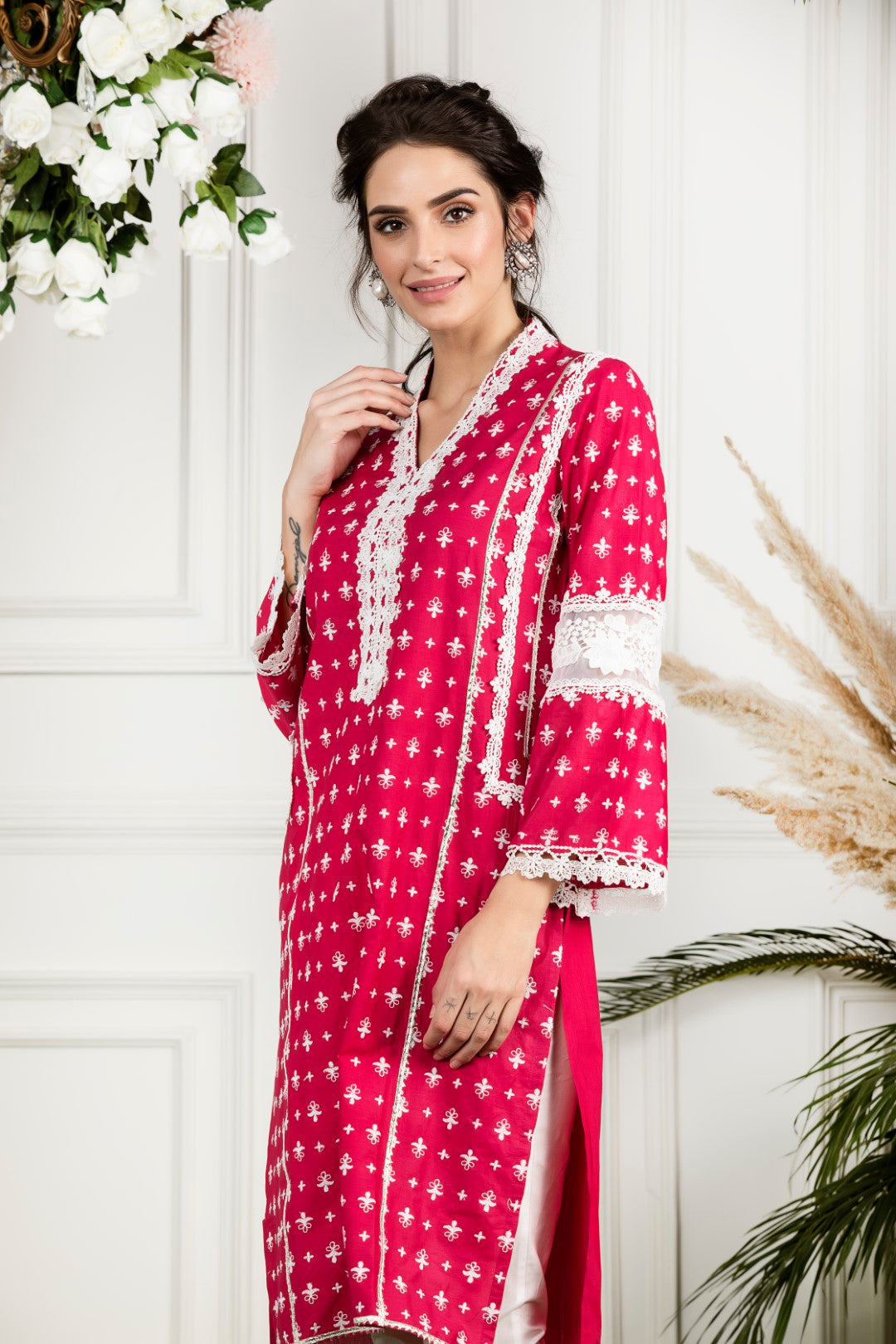 WinterBerry Supima Cotton Gota Diagonal Kurta Set